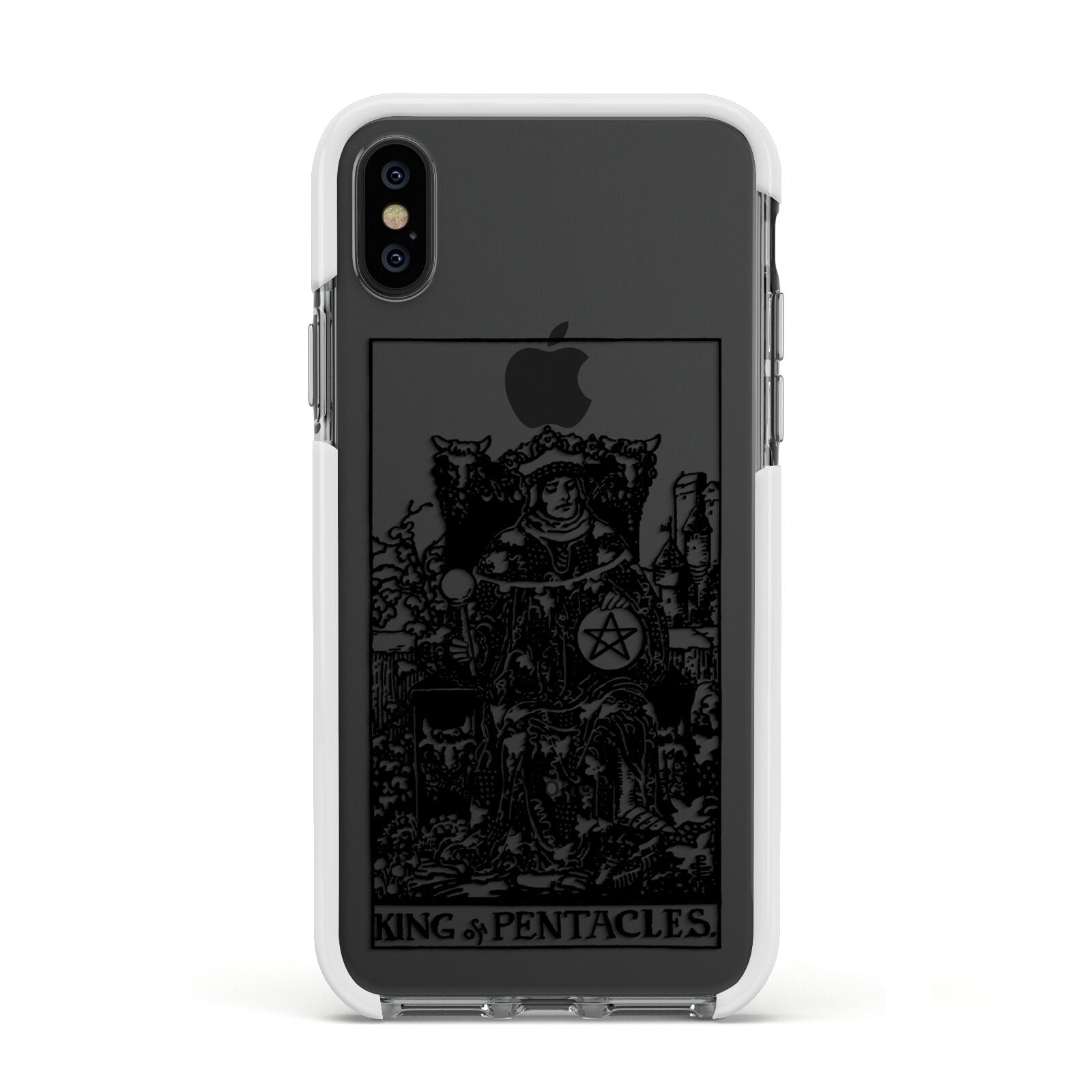 King of Pentacles Monochrome Apple iPhone Xs Impact Case White Edge on Black Phone