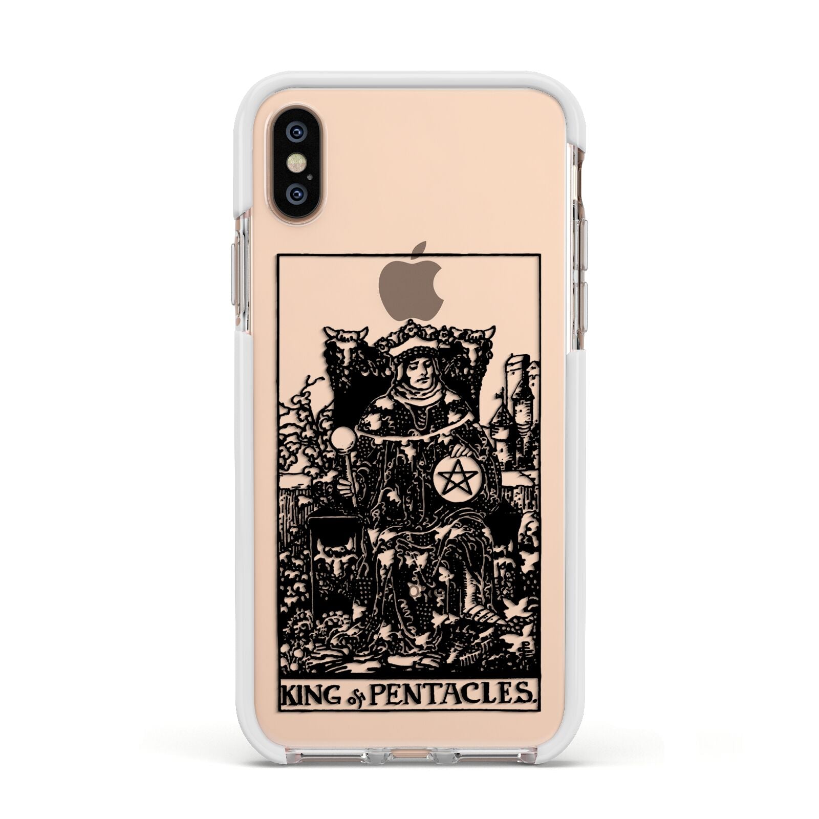 King of Pentacles Monochrome Apple iPhone Xs Impact Case White Edge on Gold Phone