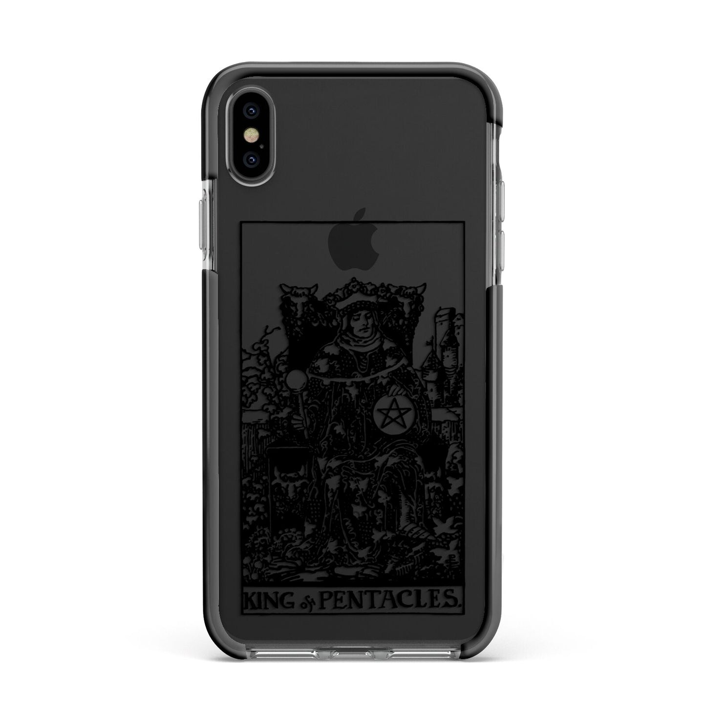 King of Pentacles Monochrome Apple iPhone Xs Max Impact Case Black Edge on Black Phone