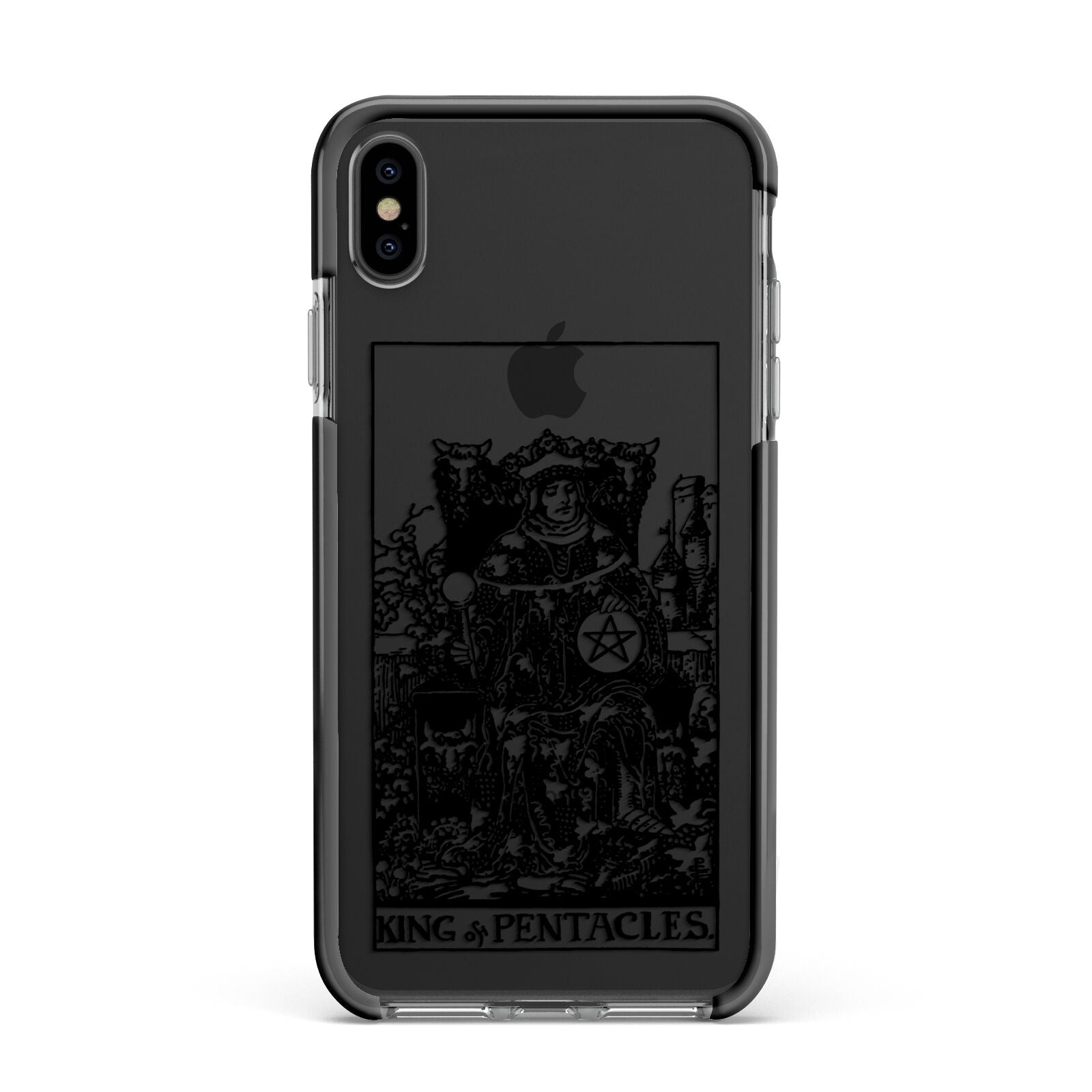 King of Pentacles Monochrome Apple iPhone Xs Max Impact Case Black Edge on Black Phone