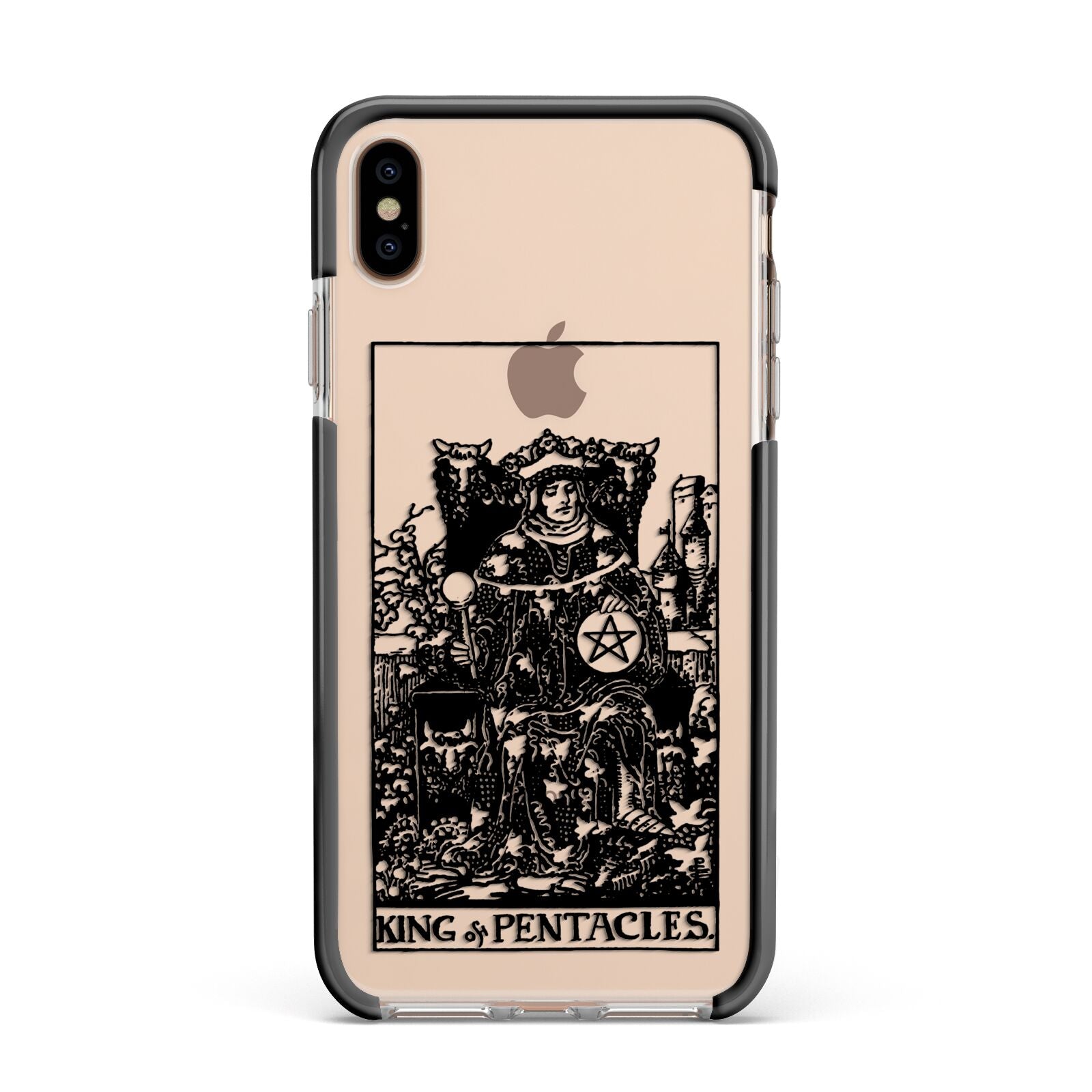 King of Pentacles Monochrome Apple iPhone Xs Max Impact Case Black Edge on Gold Phone