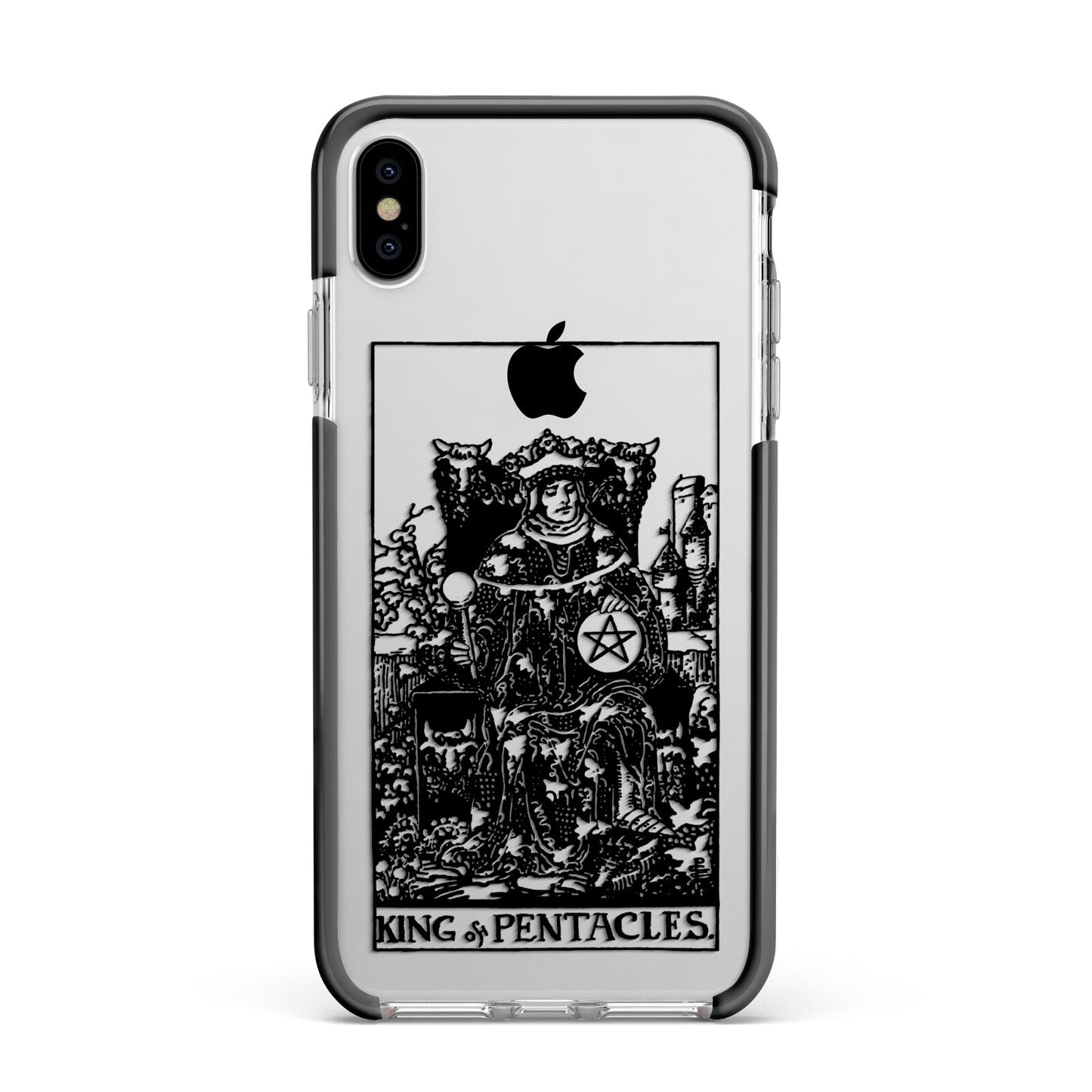 King of Pentacles Monochrome Apple iPhone Xs Max Impact Case Black Edge on Silver Phone