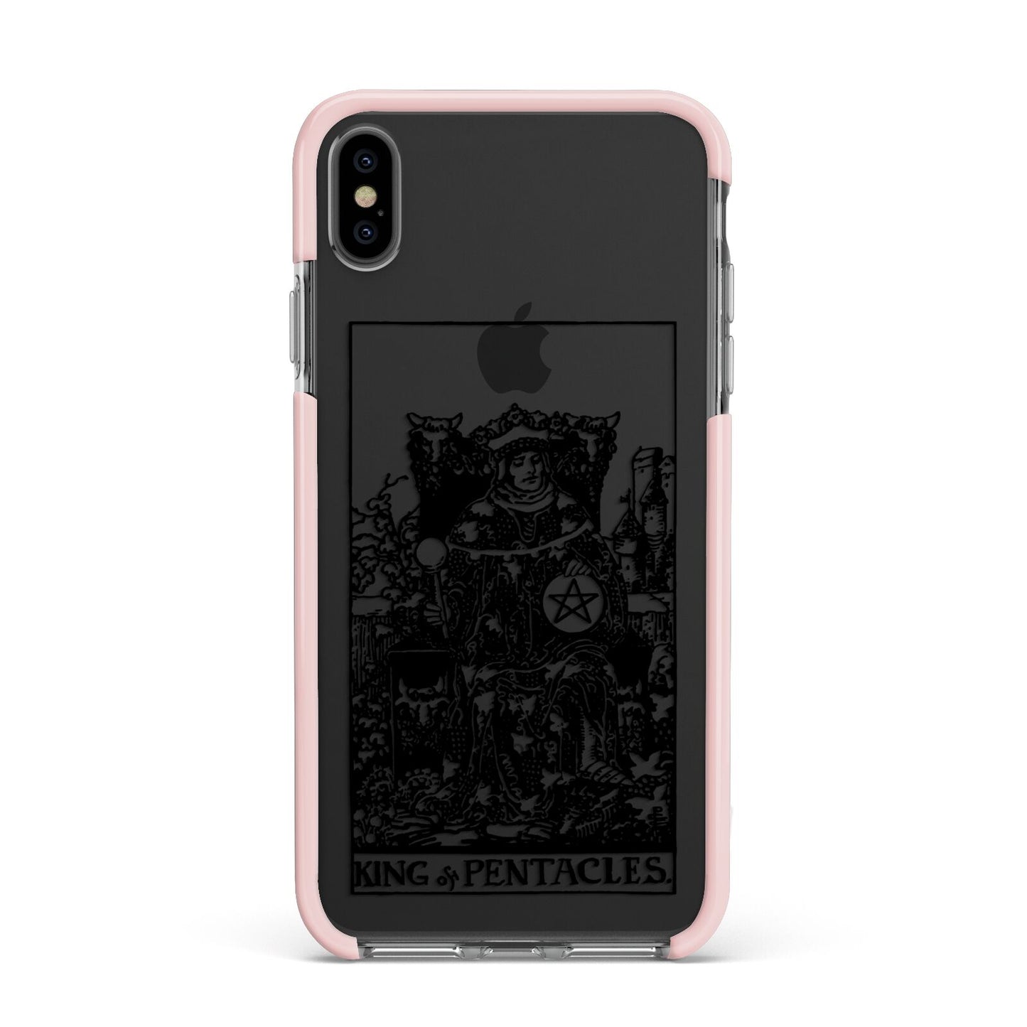 King of Pentacles Monochrome Apple iPhone Xs Max Impact Case Pink Edge on Black Phone