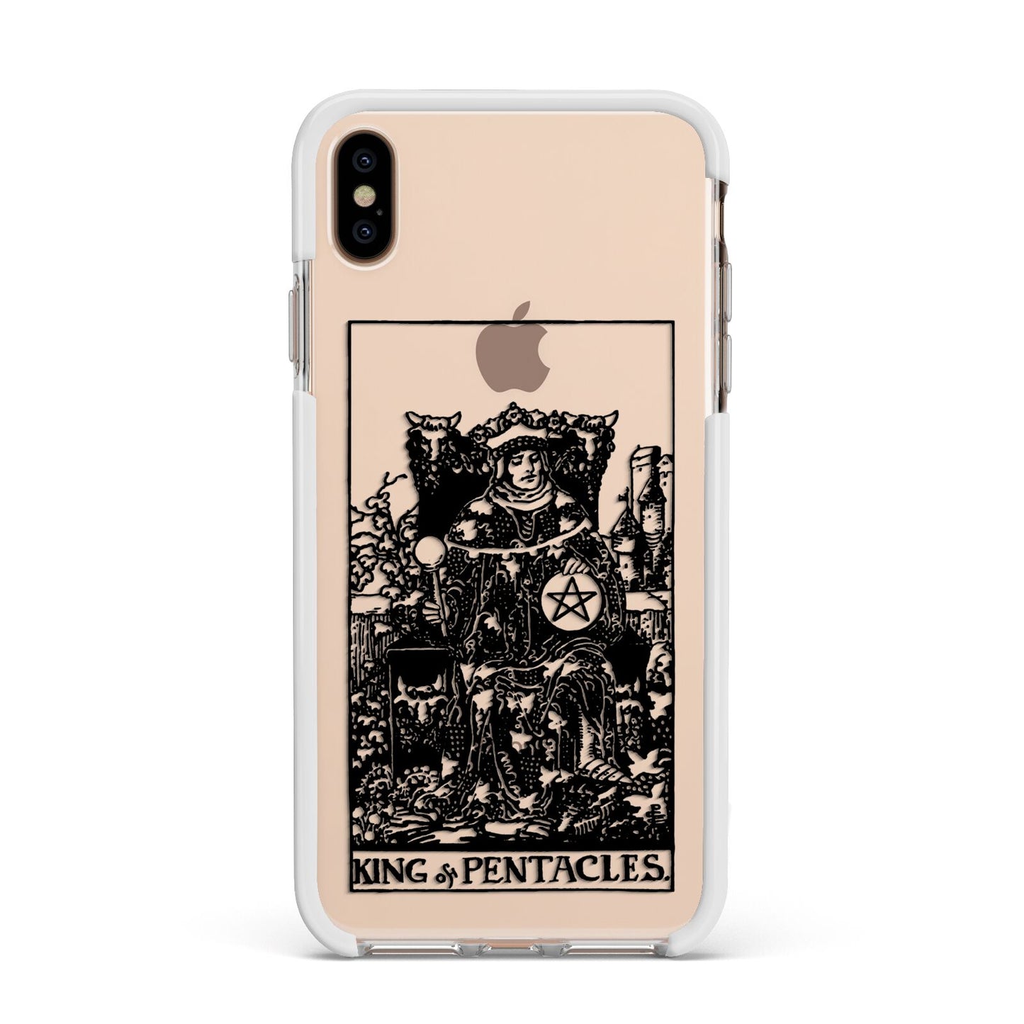 King of Pentacles Monochrome Apple iPhone Xs Max Impact Case White Edge on Gold Phone