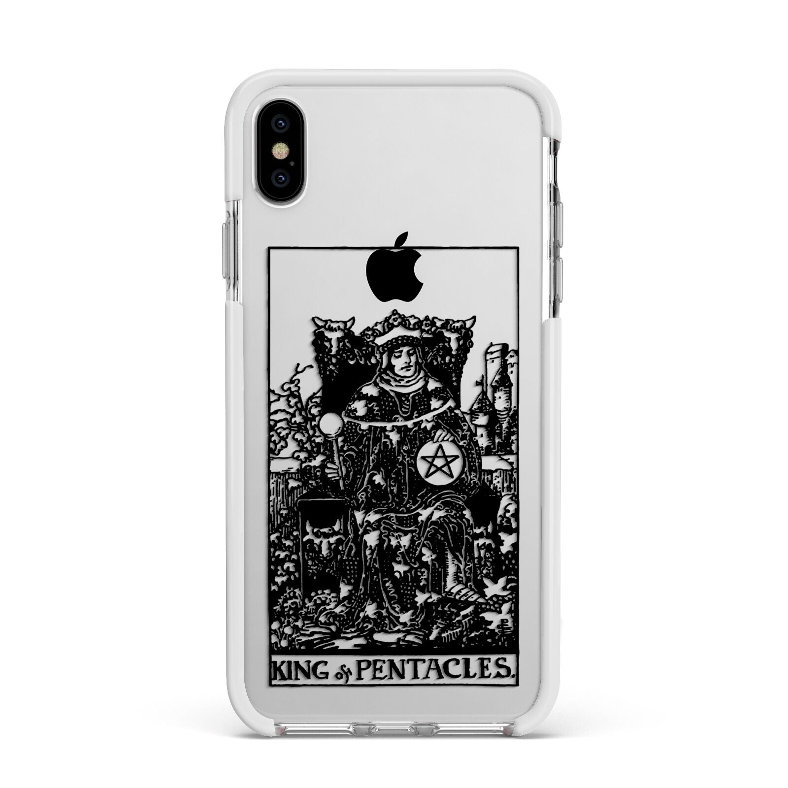 King of Pentacles Monochrome Apple iPhone Xs Max Impact Case White Edge on Silver Phone