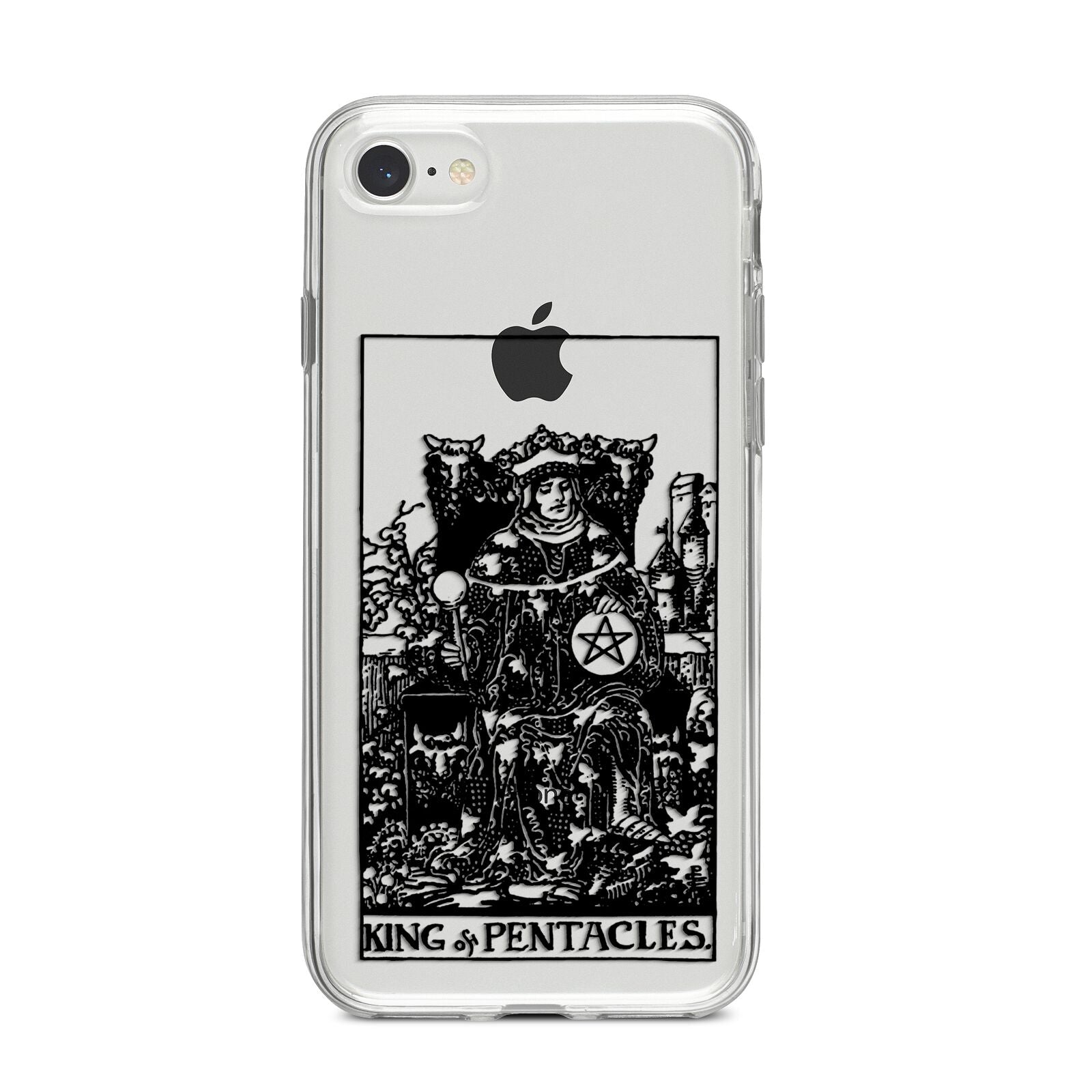 King of Pentacles Monochrome iPhone 8 Bumper Case on Silver iPhone
