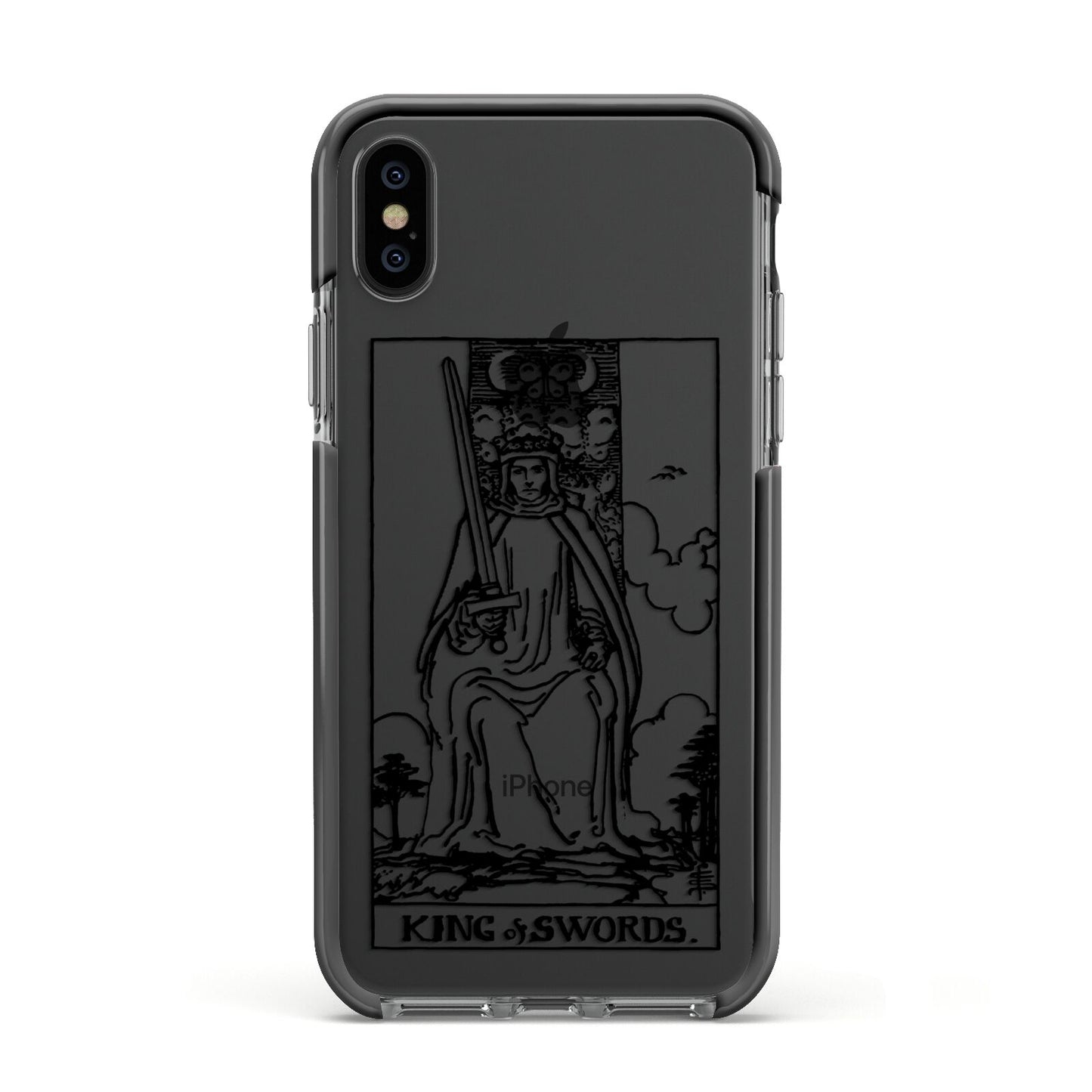 King of Swords Monochrome Apple iPhone Xs Impact Case Black Edge on Black Phone