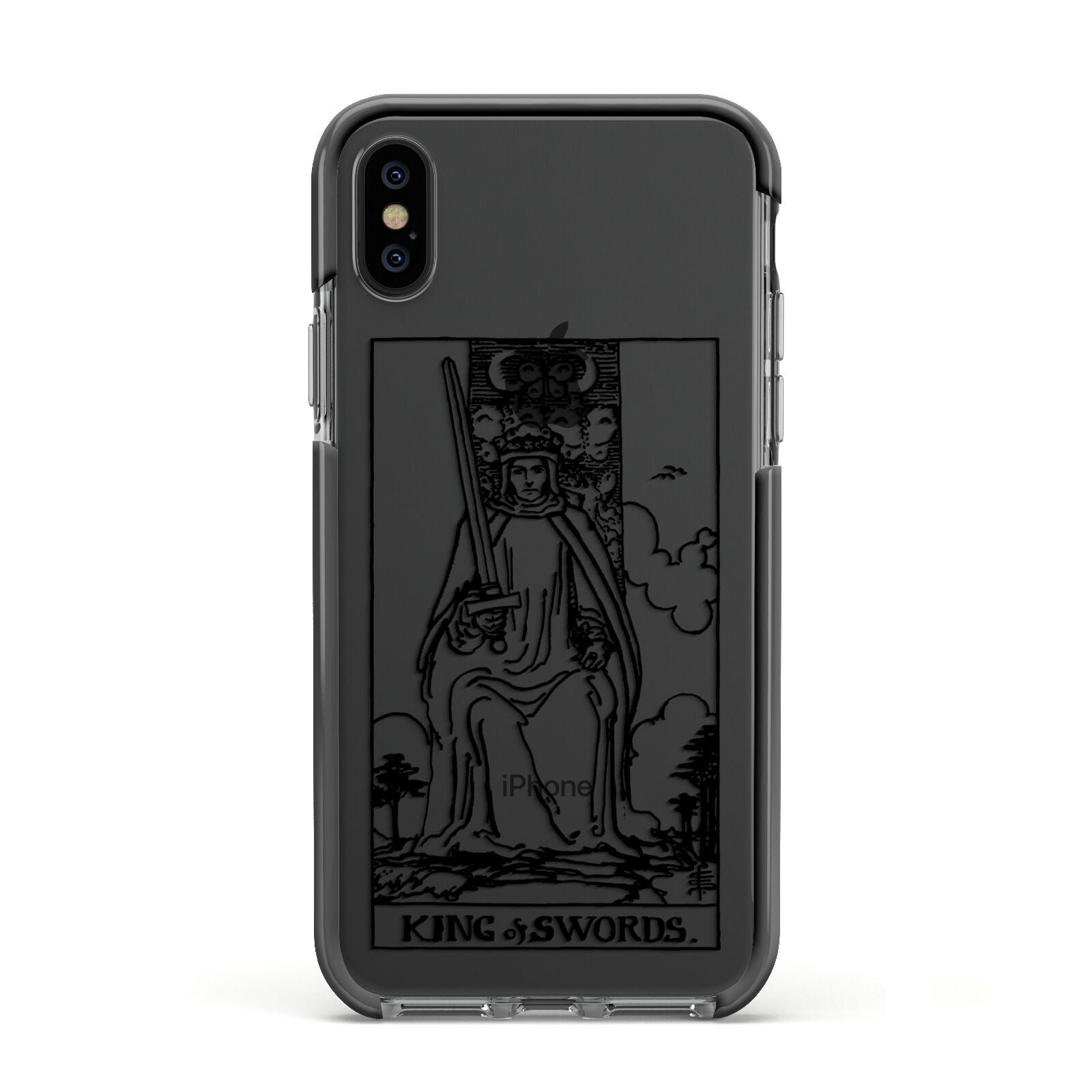 King of Swords Monochrome Apple iPhone Xs Impact Case Black Edge on Black Phone