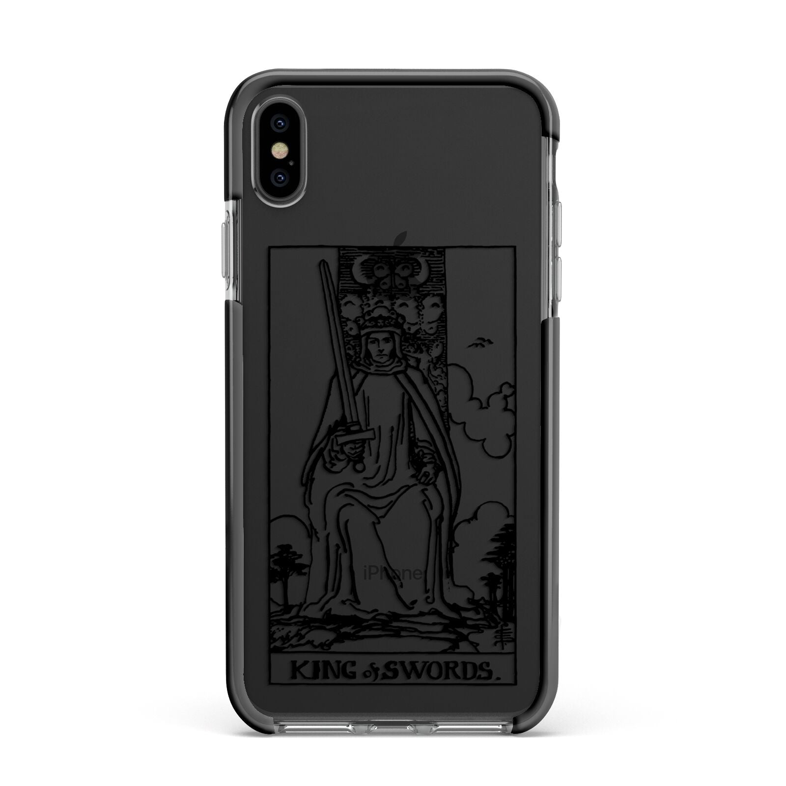 King of Swords Monochrome Apple iPhone Xs Max Impact Case Black Edge on Black Phone