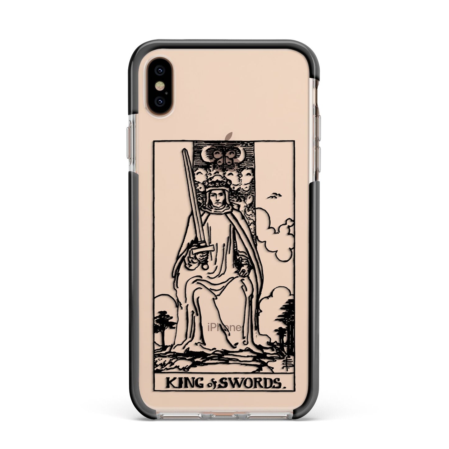 King of Swords Monochrome Apple iPhone Xs Max Impact Case Black Edge on Gold Phone