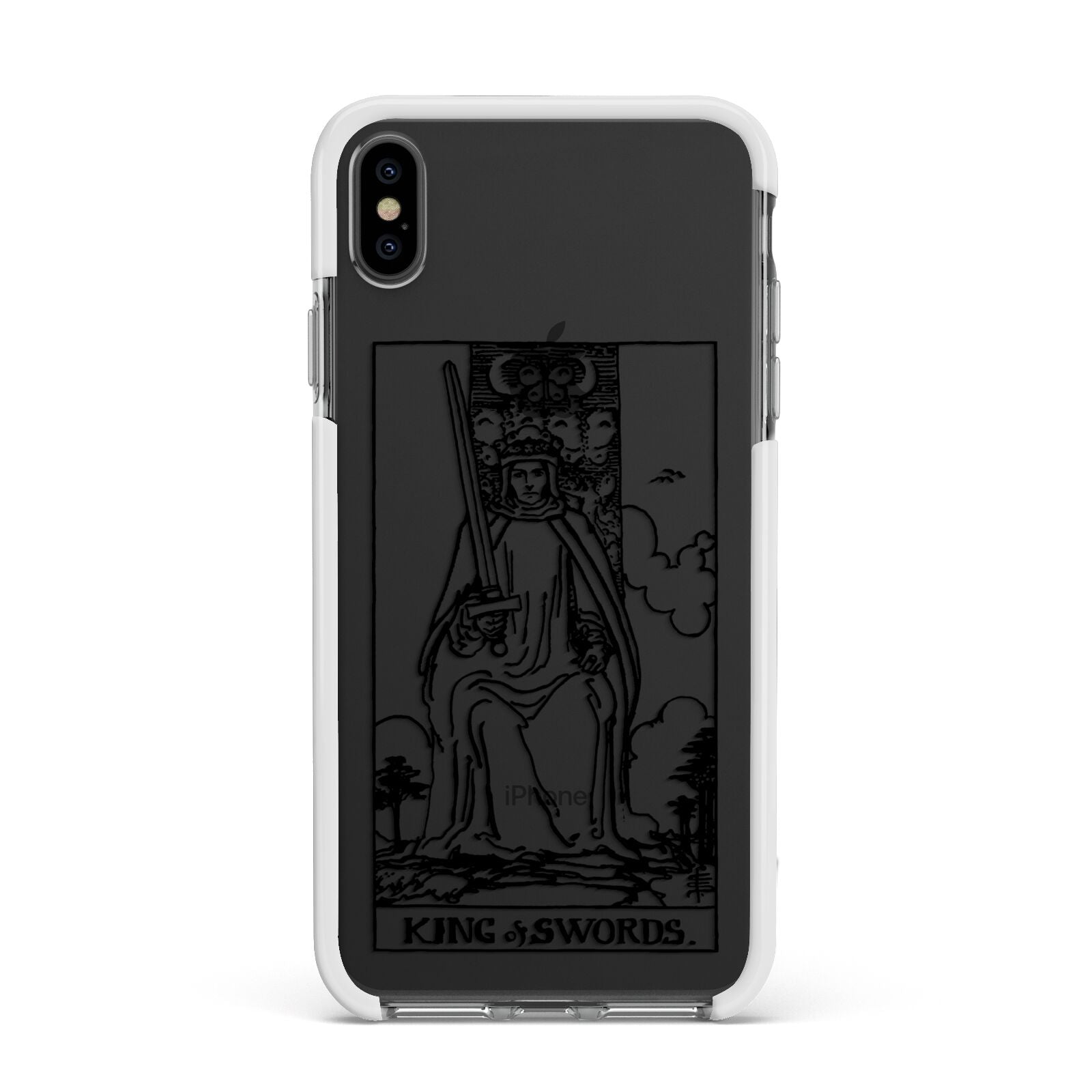King of Swords Monochrome Apple iPhone Xs Max Impact Case White Edge on Black Phone
