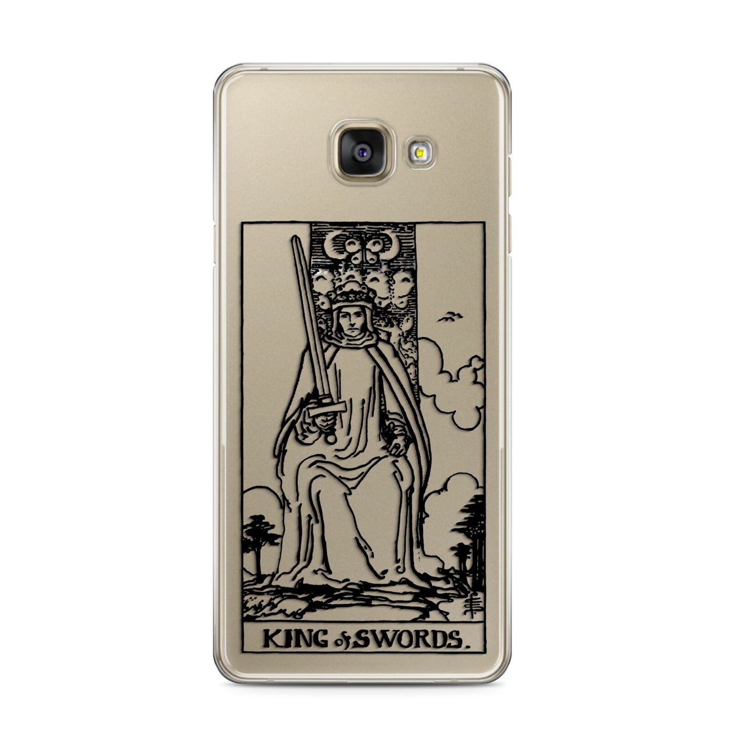 King of Swords Monochrome Samsung Galaxy A3 2016 Case on gold phone