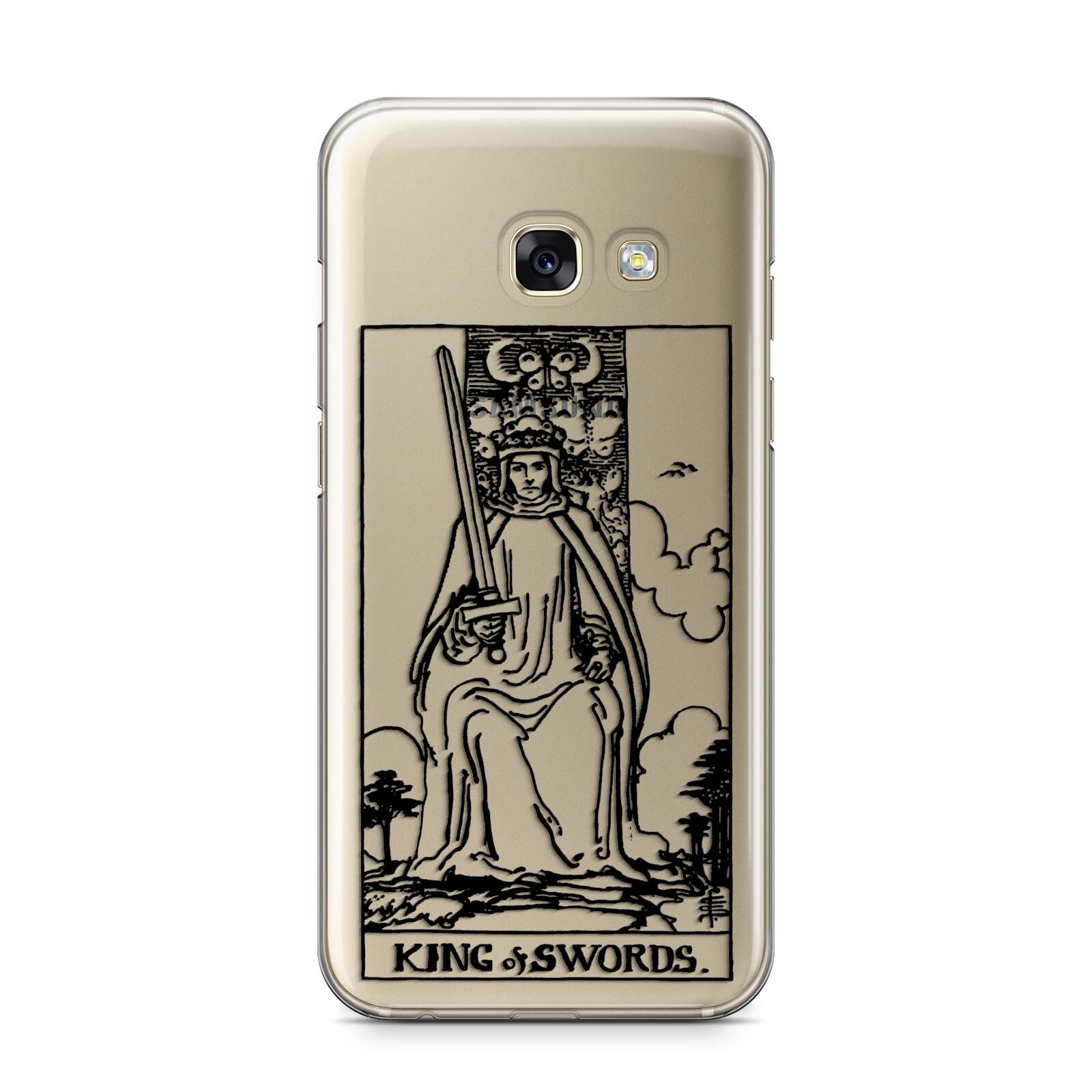 King of Swords Monochrome Samsung Galaxy A3 2017 Case on gold phone