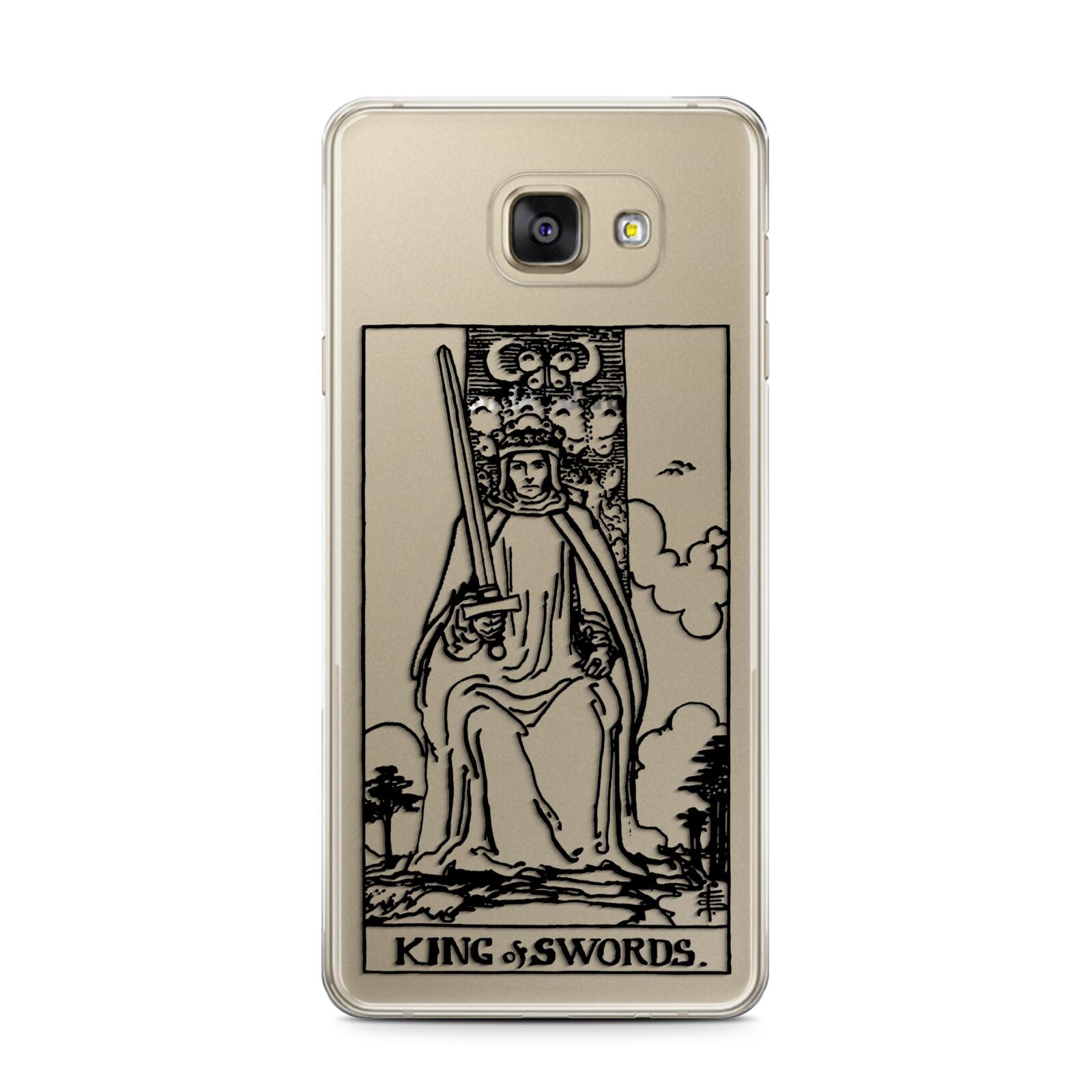 King of Swords Monochrome Samsung Galaxy A7 2016 Case on gold phone
