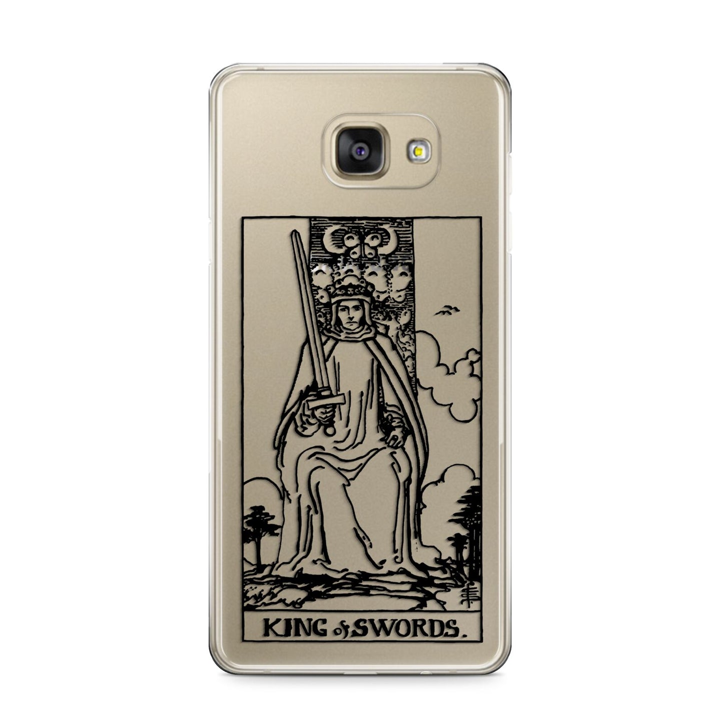 King of Swords Monochrome Samsung Galaxy A9 2016 Case on gold phone