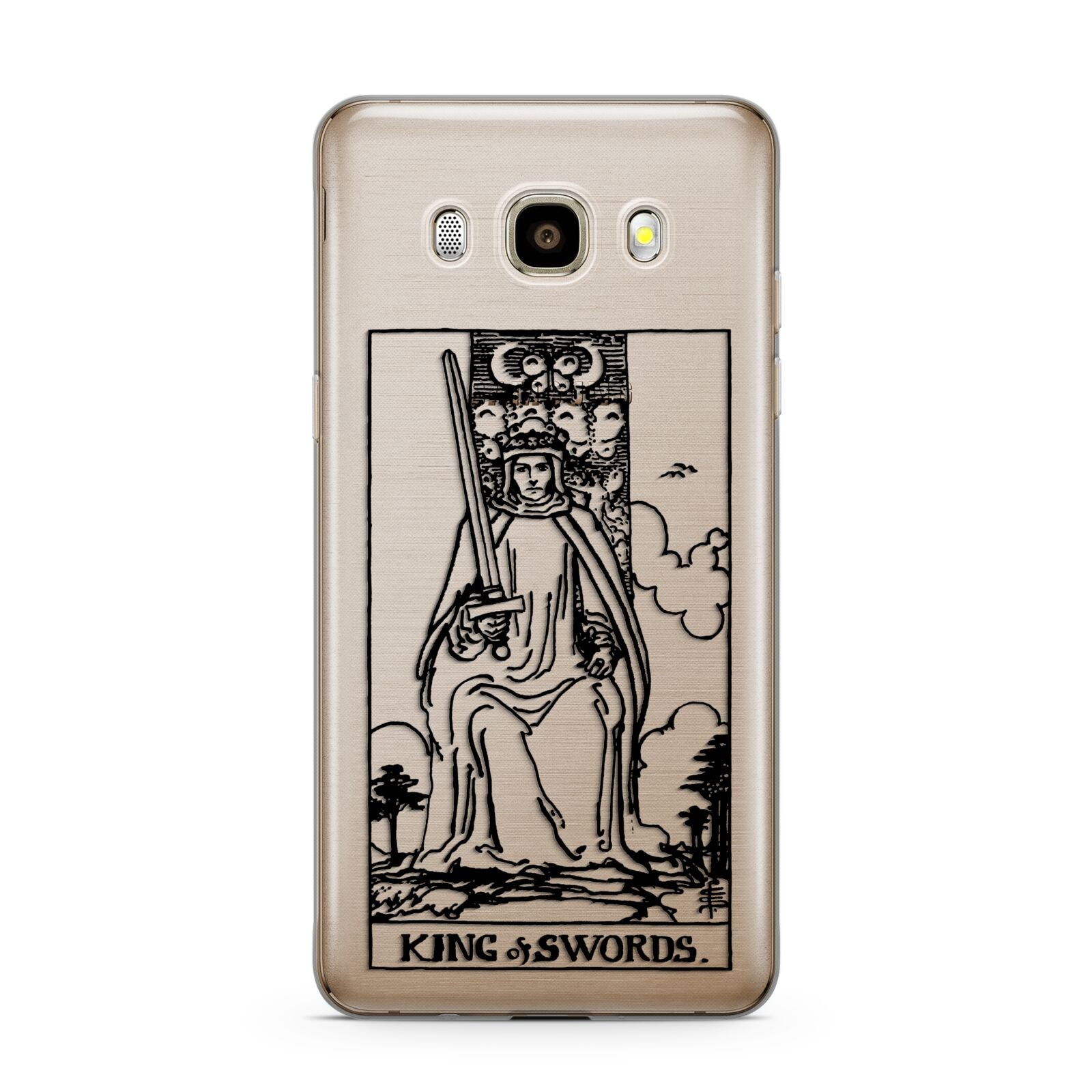 King of Swords Monochrome Samsung Galaxy J7 2016 Case on gold phone