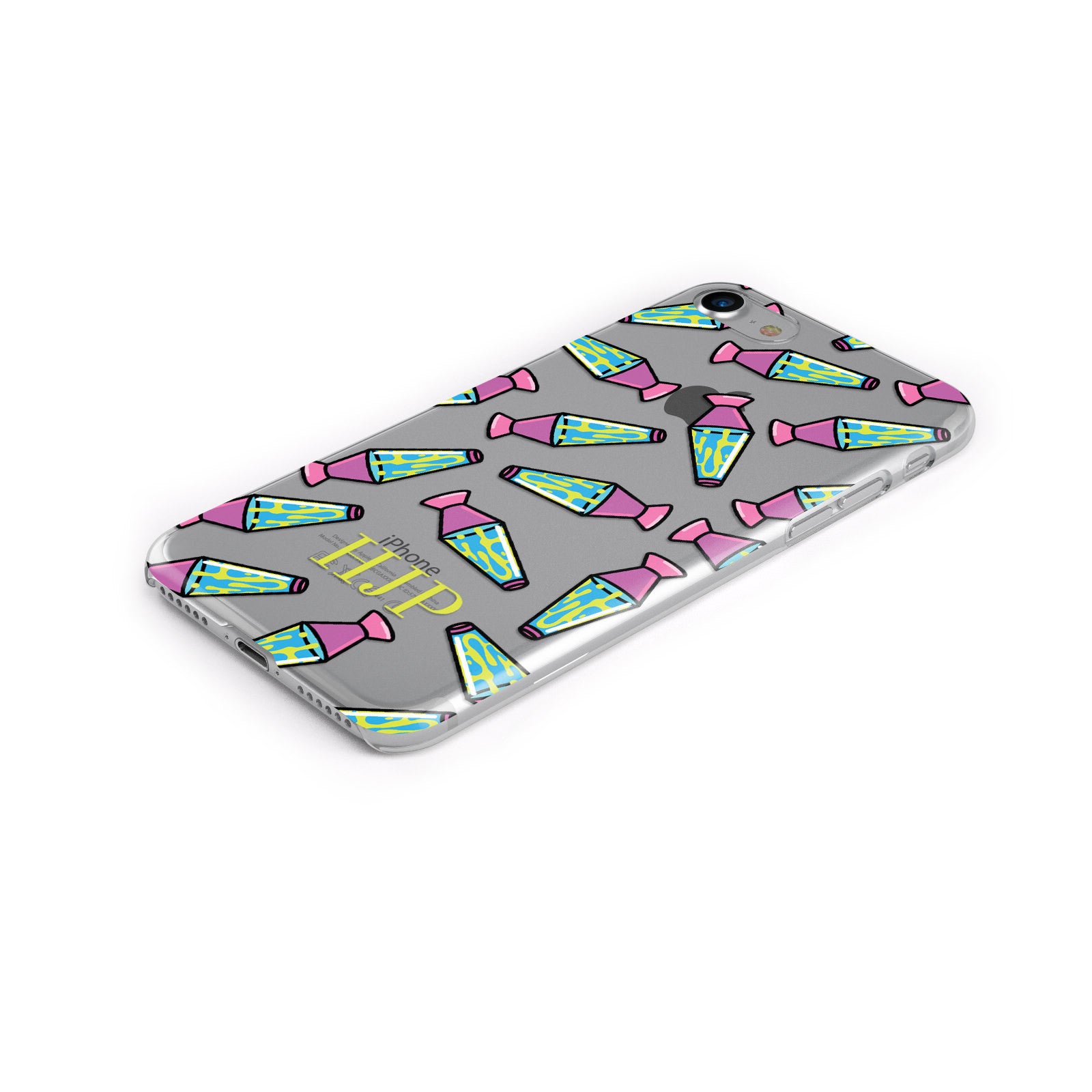 Personalised Lava Lamp Initials Clear Apple iPhone Case Bottom Cutout