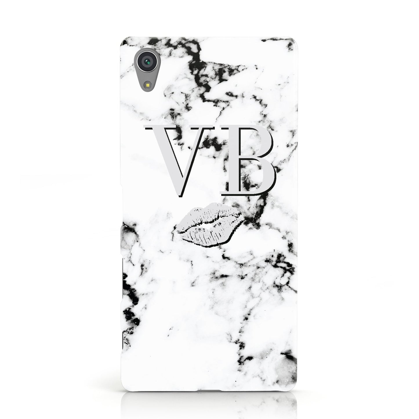 Personalised Lips Kiss Marble Initialed Sony Xperia Case