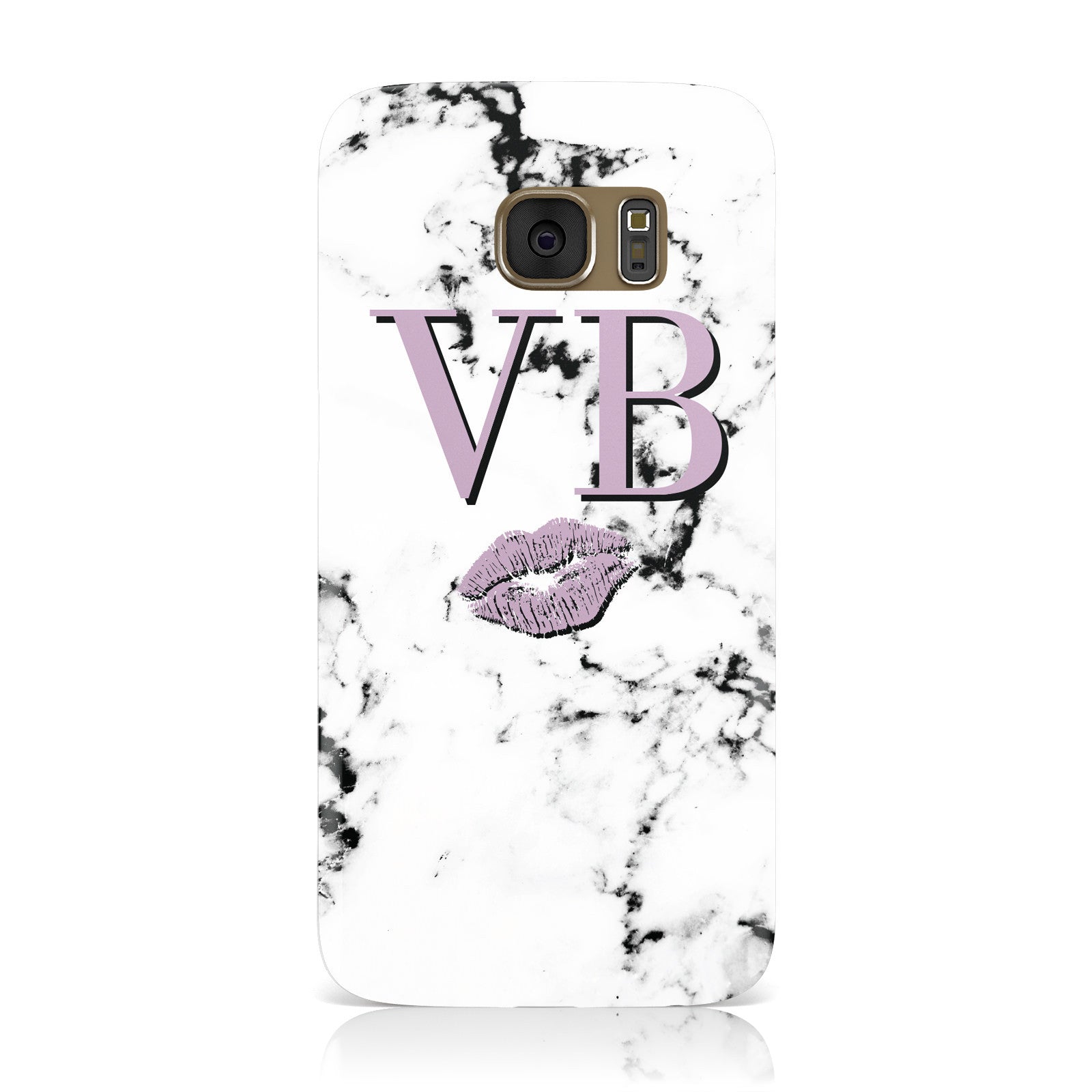 Personalised Lipstick Kiss Initials Marble Samsung Galaxy Case