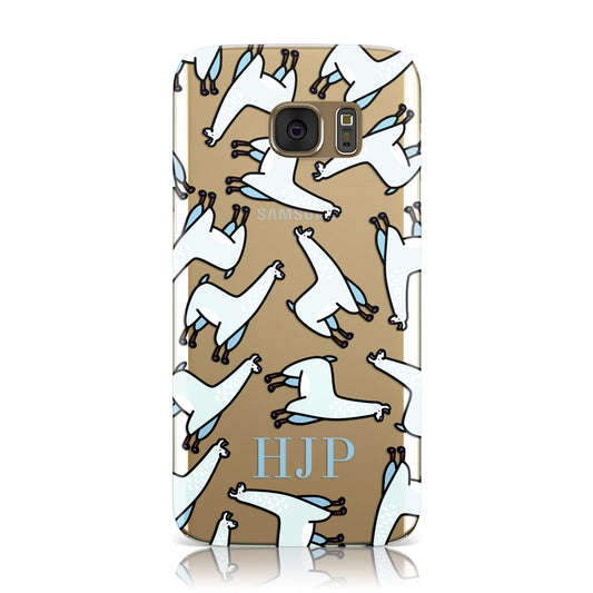 Personalised Llama Initials Clear Samsung Galaxy Case
