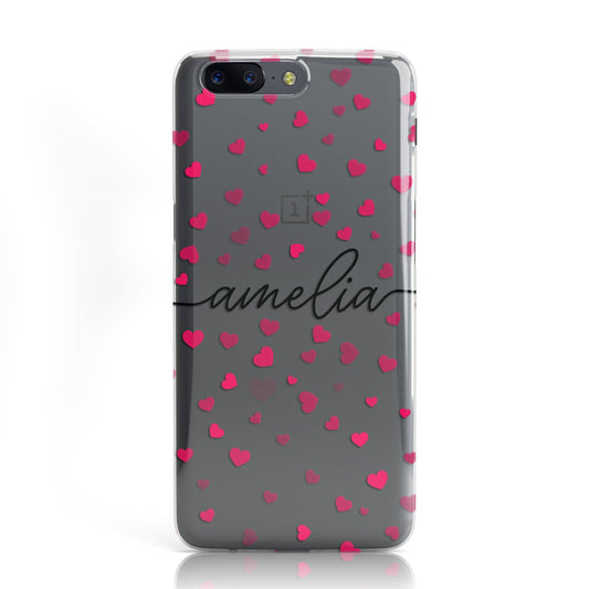 Personalised Love Hearts Clear & Black Name Oneplus Case