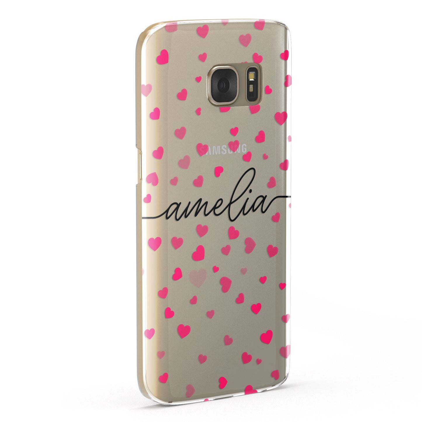 Personalised Love Hearts Clear & Black Name Samsung Galaxy Case Fourty Five Degrees