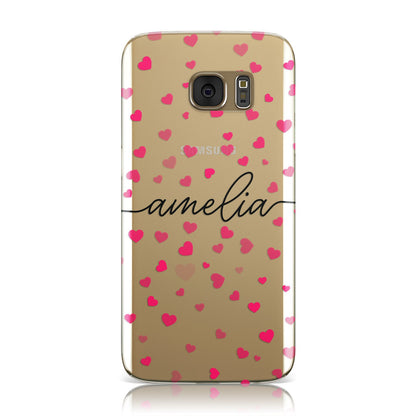 Personalised Love Hearts Clear & Black Name Samsung Galaxy Case
