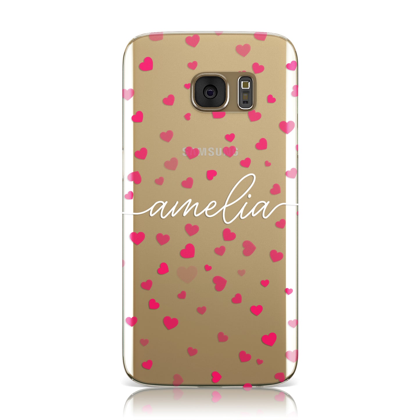 Personalised Love Hearts Transparent White Name Samsung Galaxy Case