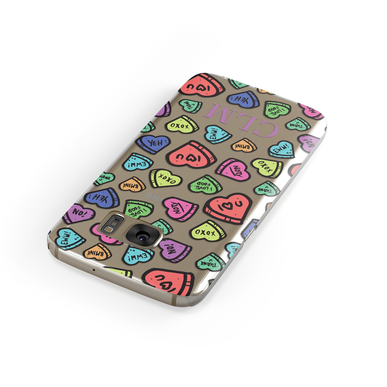 Personalised Love Hearts Initials Samsung Galaxy Case Front Close Up