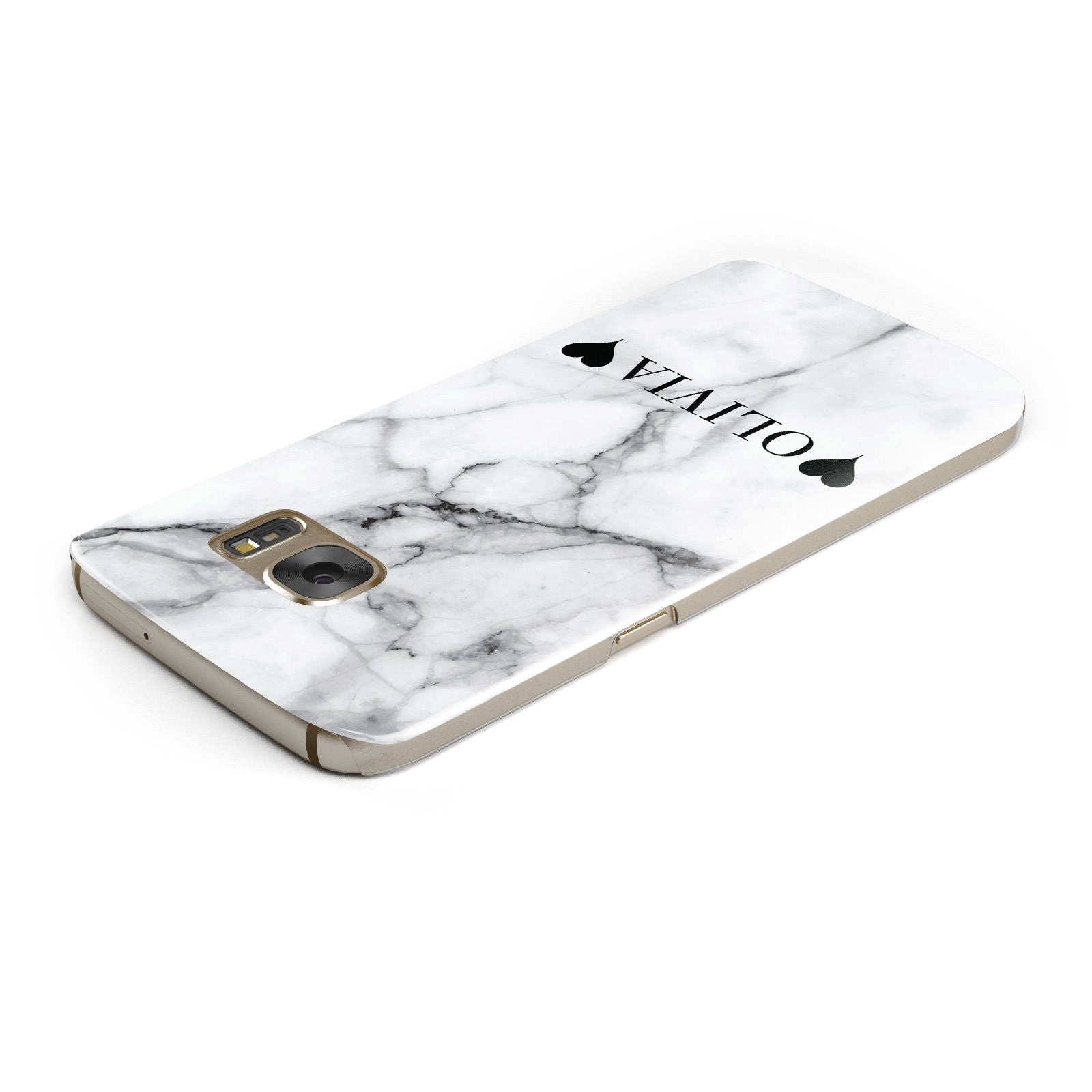 Personalised Love Hearts Marble Name Samsung Galaxy Case Top Cutout