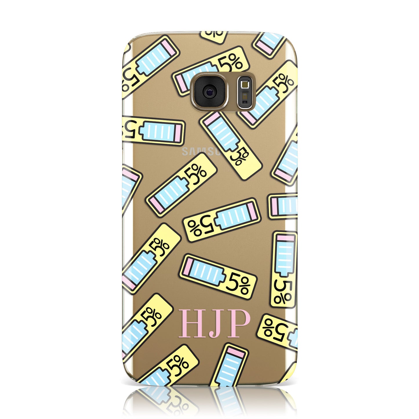 Personalised Low Battery Clear Initials Samsung Galaxy Case