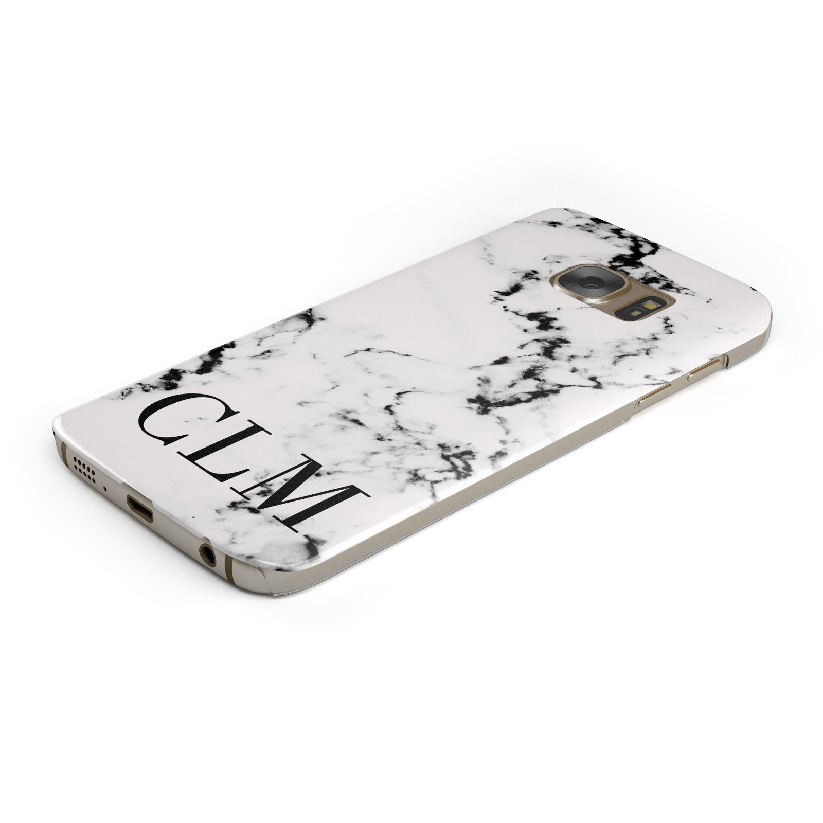 Marble Black Initials Personalised Samsung Galaxy Case Bottom Cutout