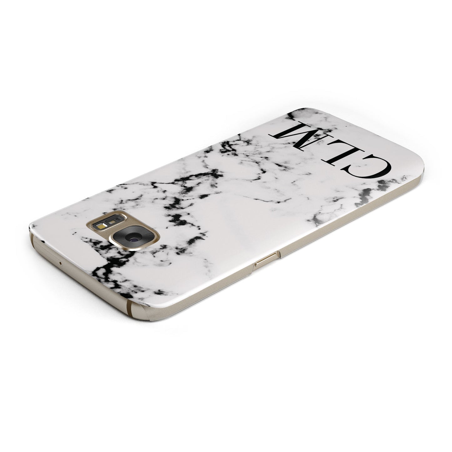Marble Black Initials Personalised Samsung Galaxy Case Top Cutout