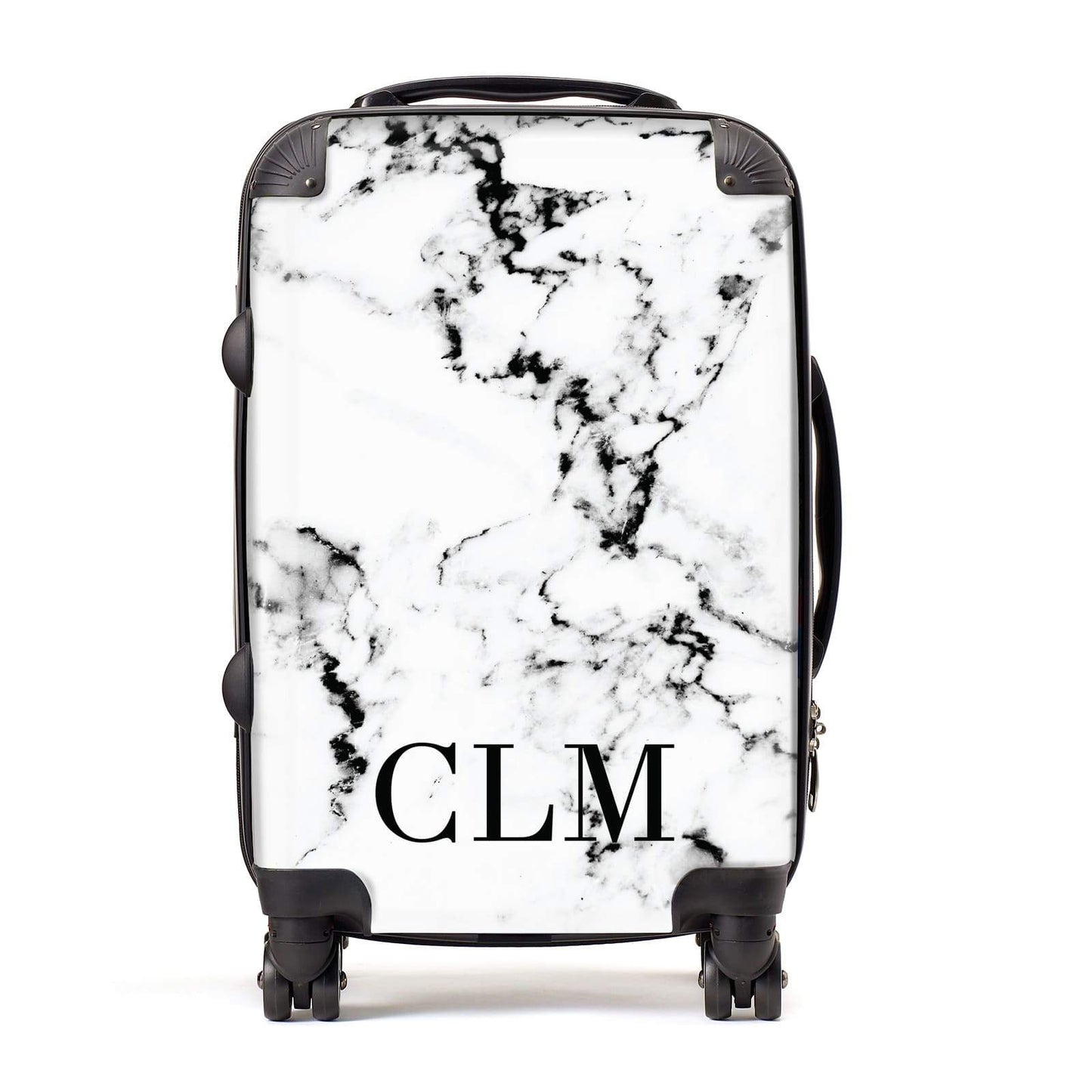 Marble Black Initials Personalised Suitcase