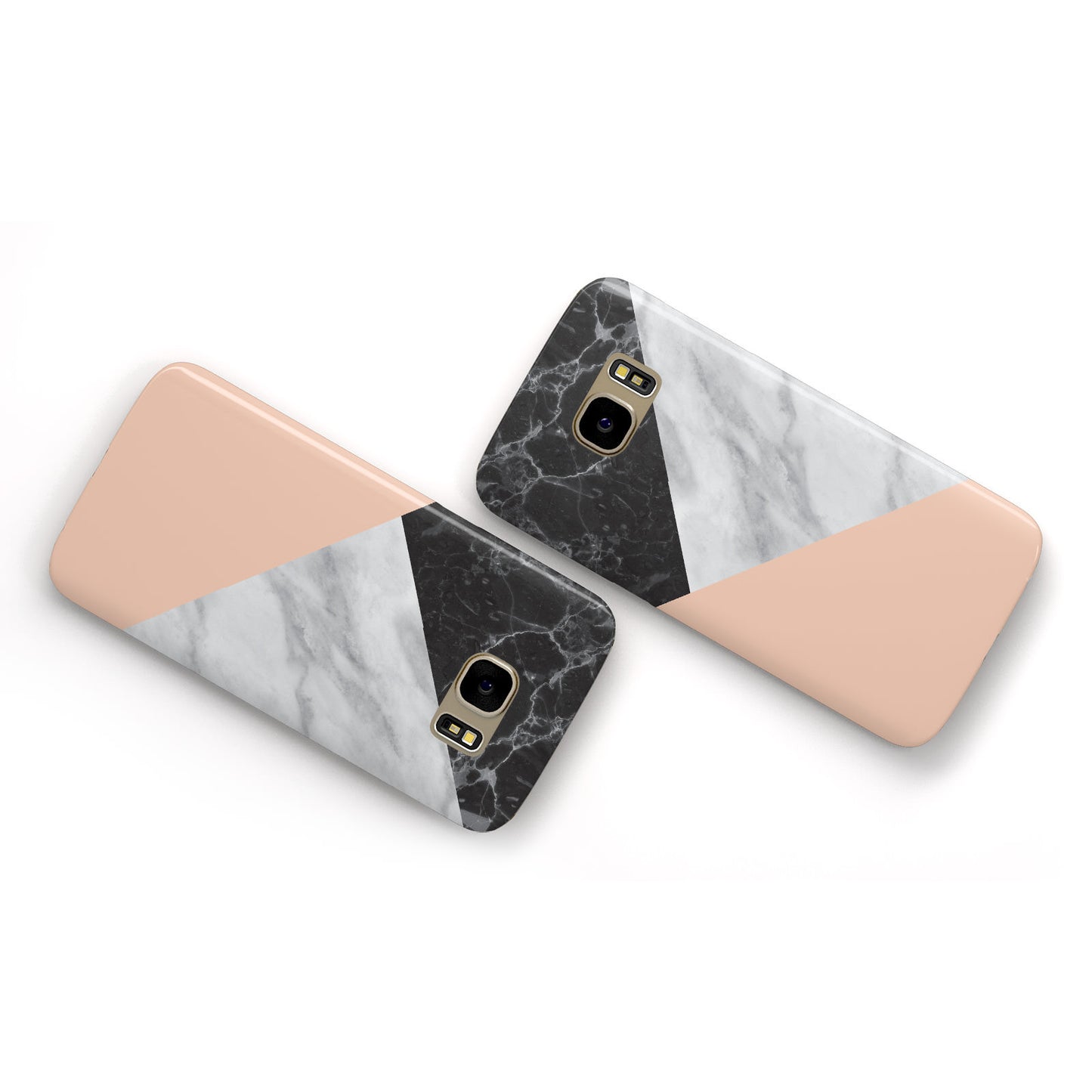 Marble Black White Grey Peach Samsung Galaxy Case Flat Overview