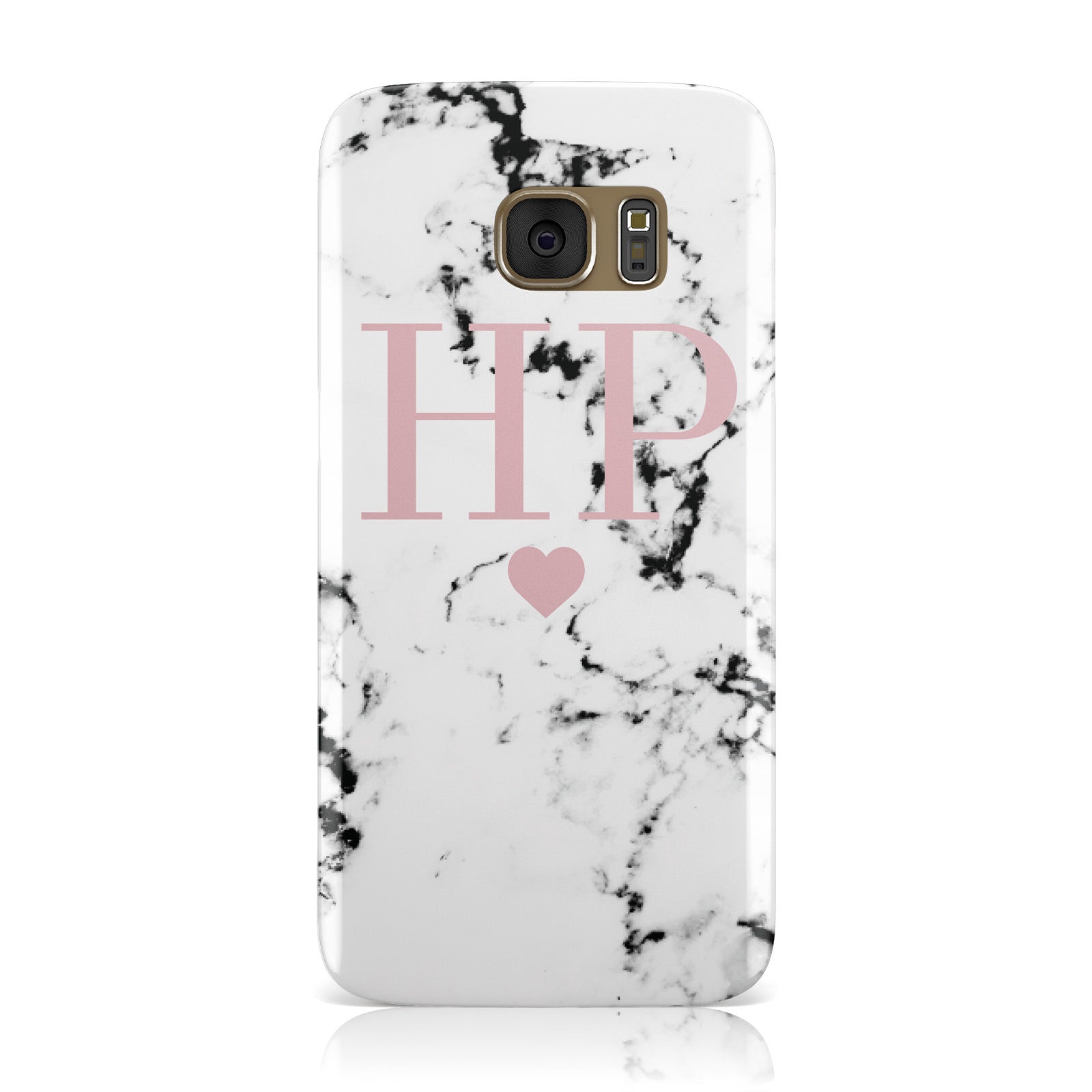 Marble Blush Pink Heart Personalised Samsung Galaxy Case