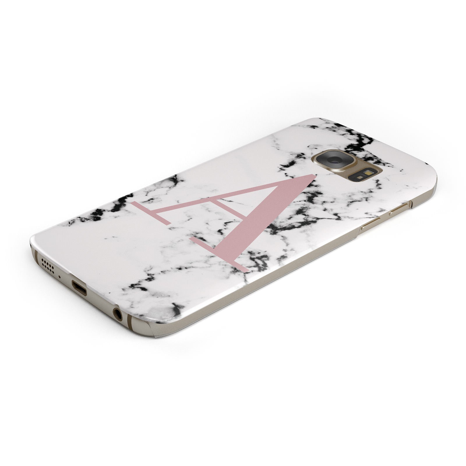 Marble Effect Pink Initial Personalised Samsung Galaxy Case Bottom Cutout