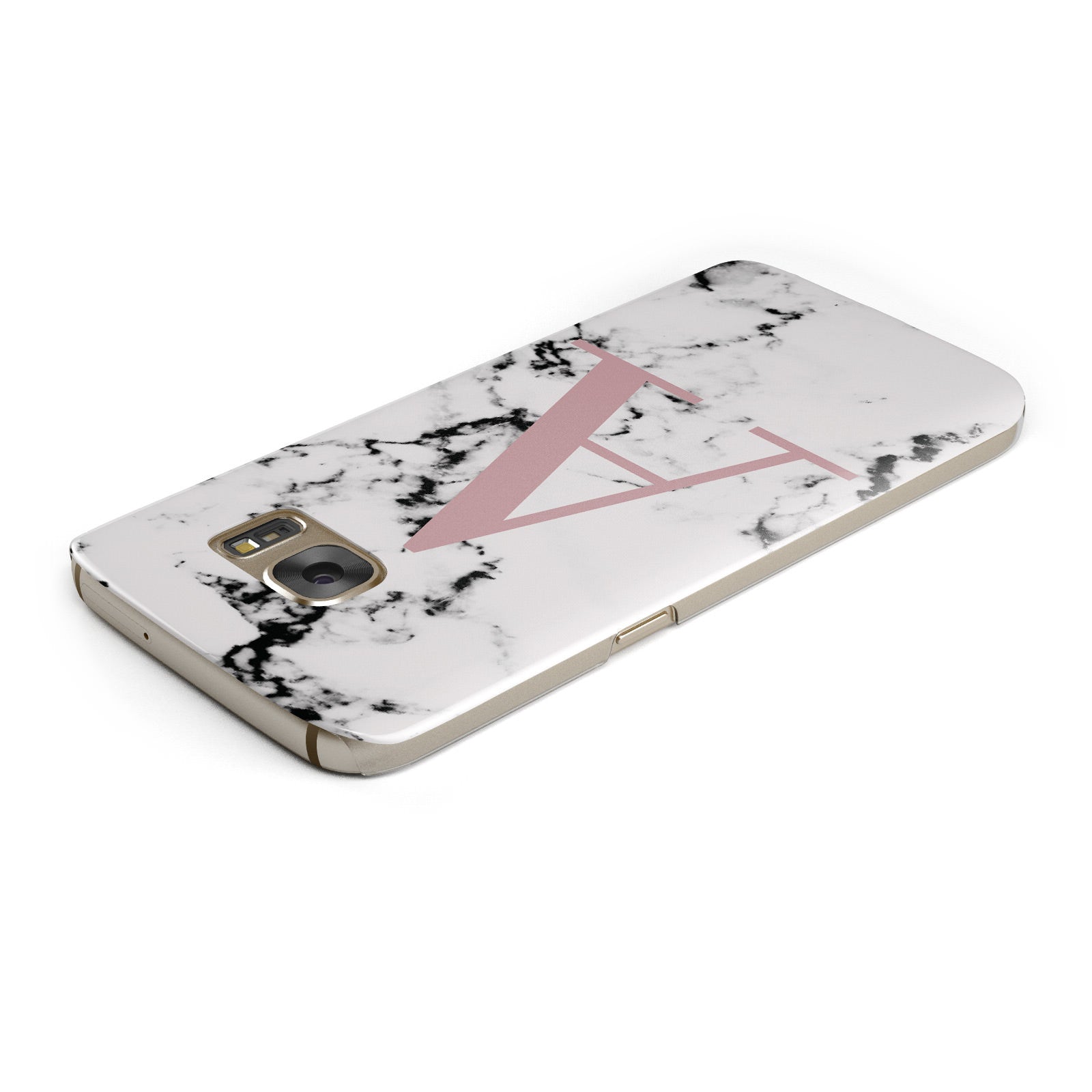 Marble Effect Pink Initial Personalised Samsung Galaxy Case Top Cutout