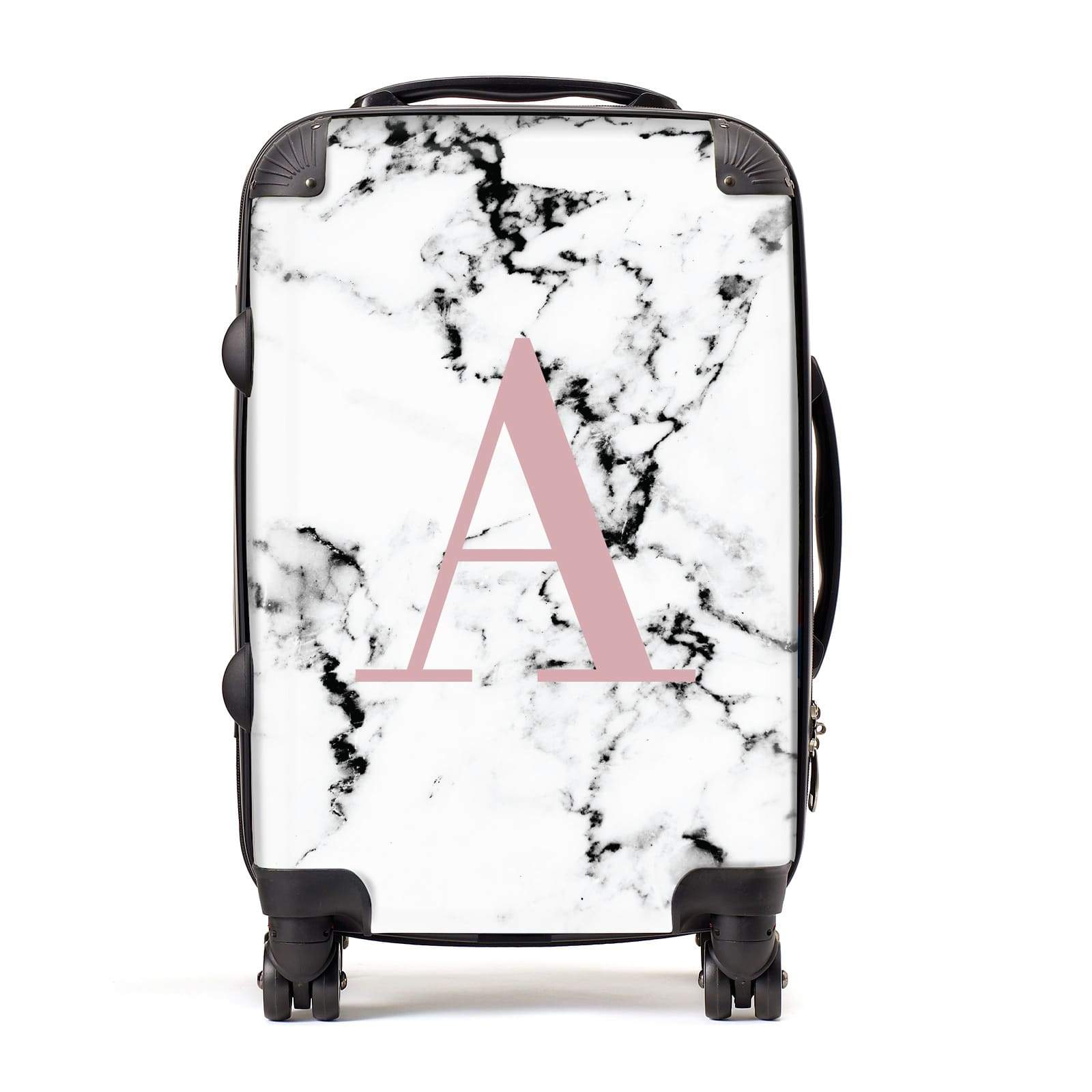 Marble Effect Pink Initial Personalised Suitcase