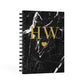 Marble Gold Initials Monogram Personalised A5 Hardcover Notebook Second Side View