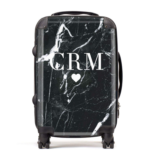 Marble Heart Initials Personalised Suitcase