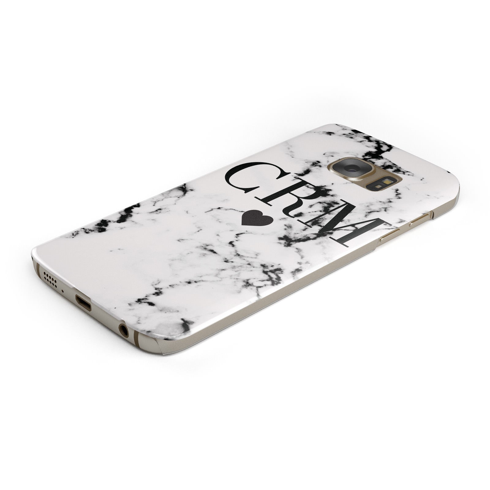 Marble Heart Personalised Initials Samsung Galaxy Case Bottom Cutout