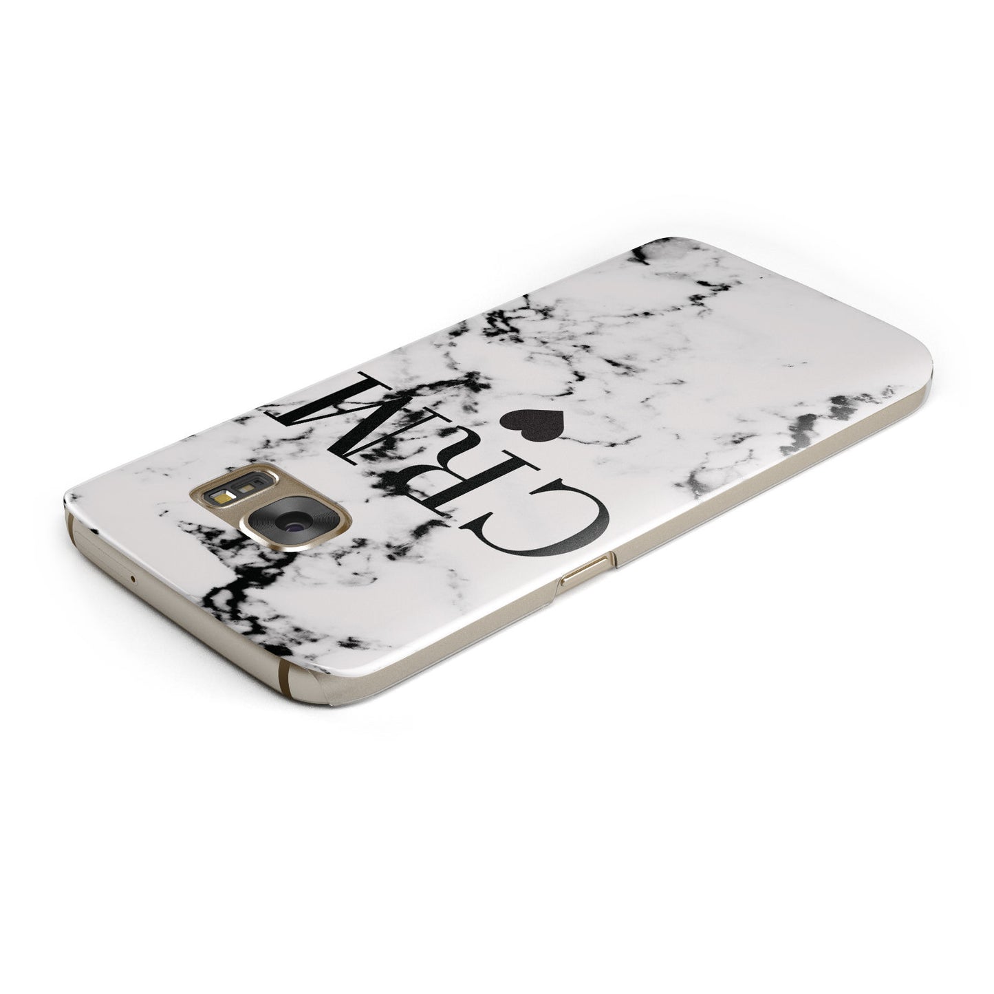 Marble Heart Personalised Initials Samsung Galaxy Case Top Cutout