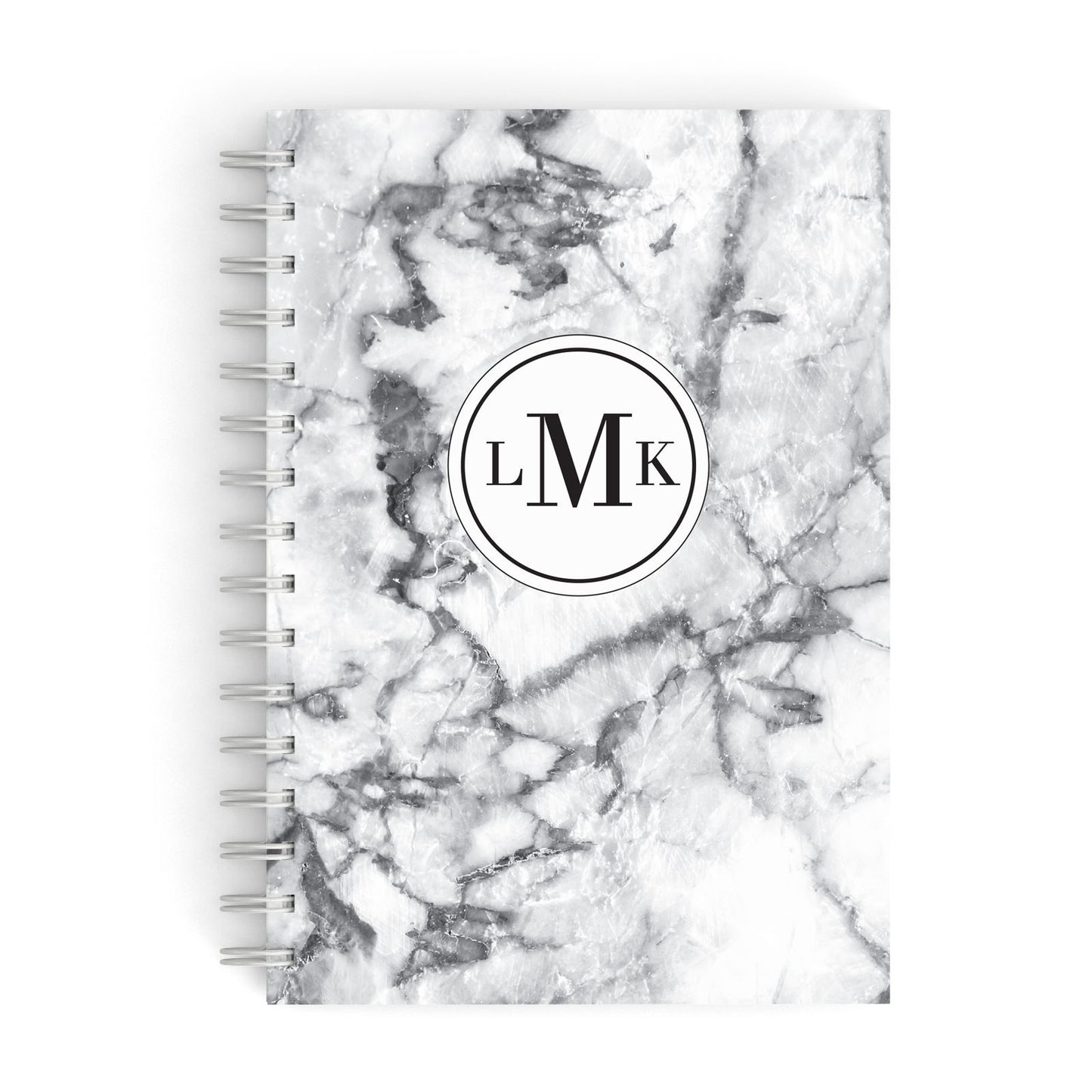 Marble Initials Circle Personalised A5 Hardcover Notebook