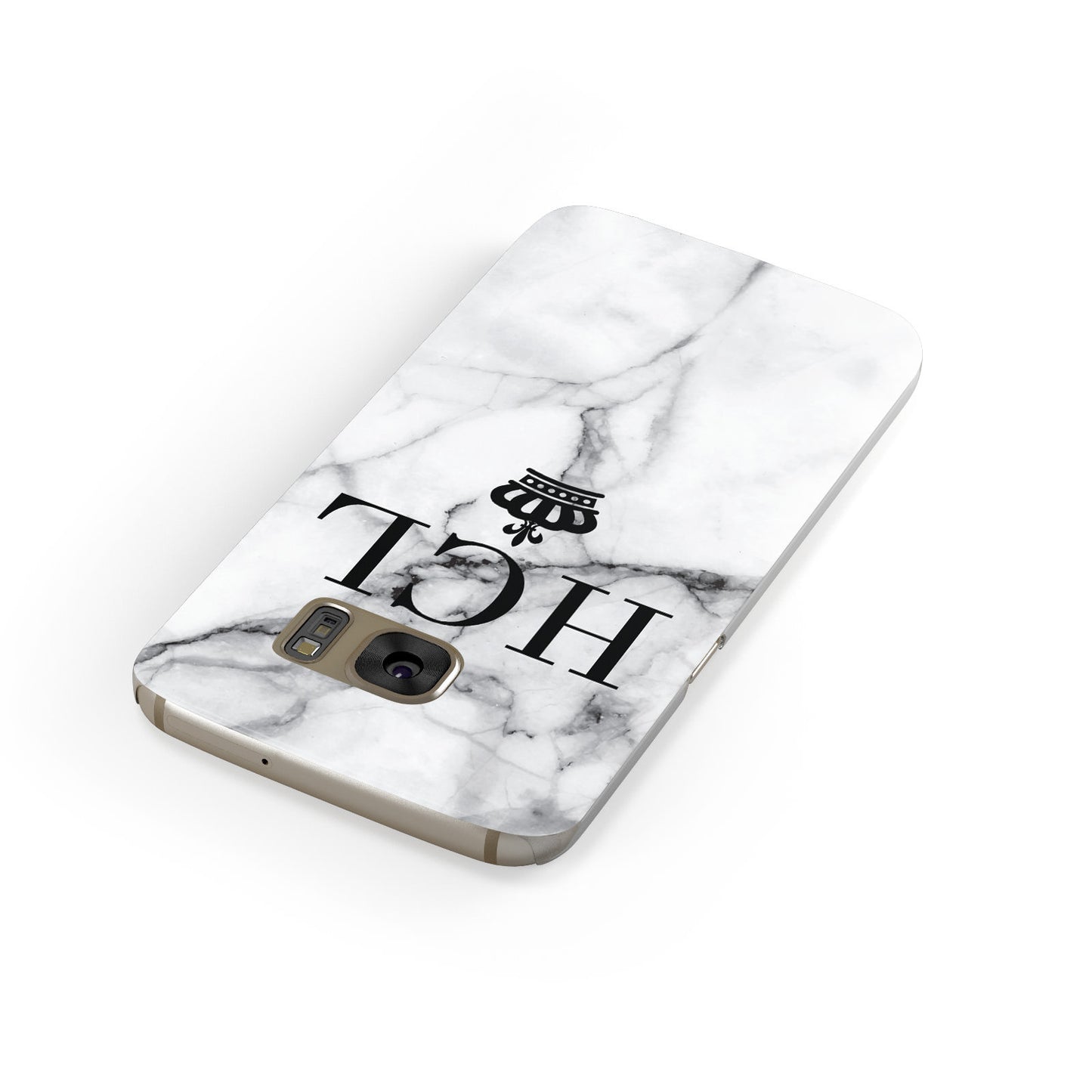 Personalised Marble Initials Crown Custom Samsung Galaxy Case Front Close Up