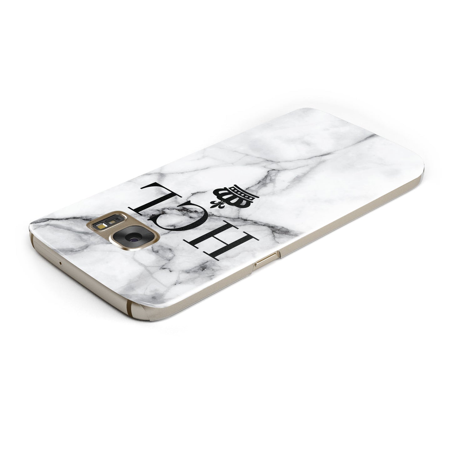 Personalised Marble Initials Crown Custom Samsung Galaxy Case Top Cutout