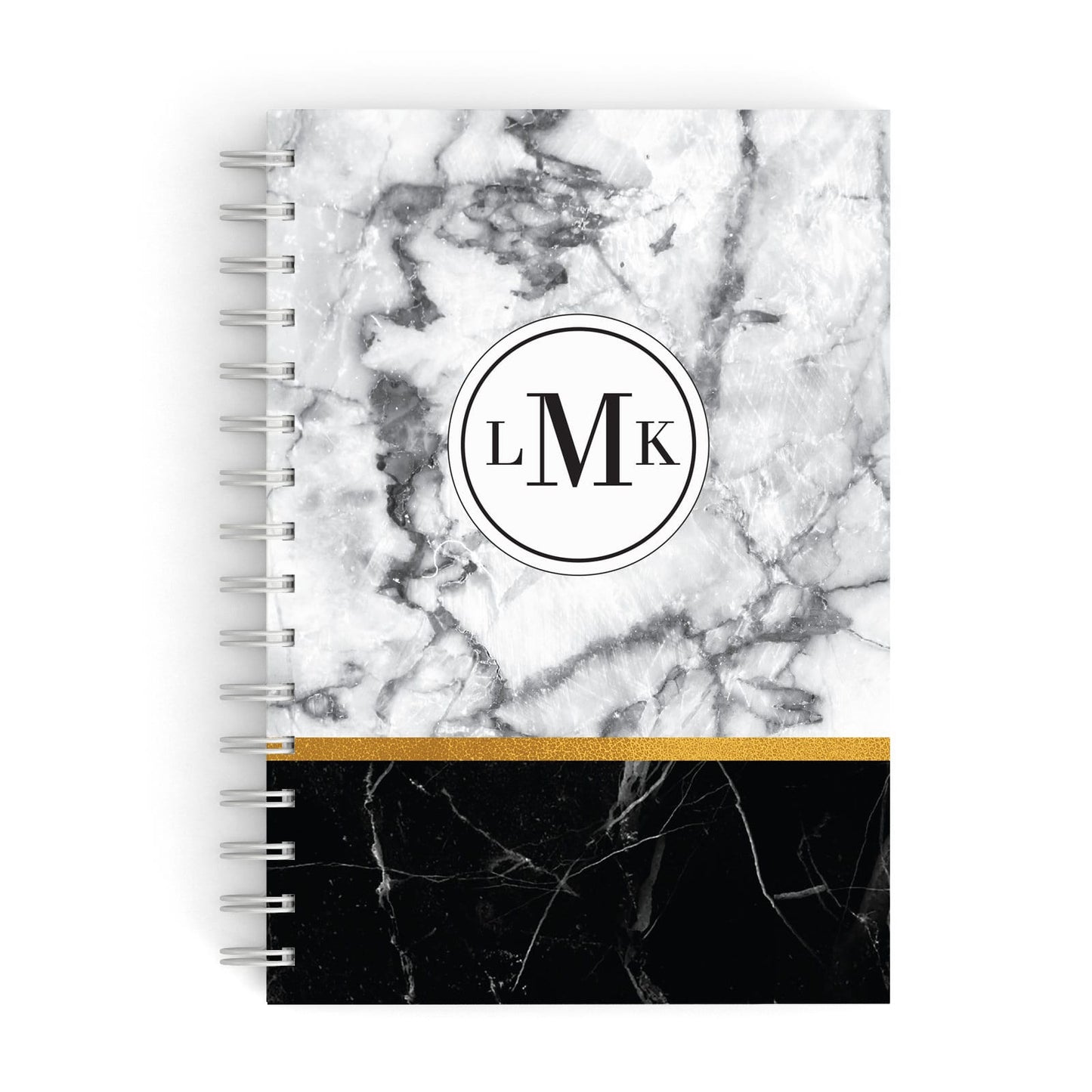 Marble Initials Geometric Personalised A5 Hardcover Notebook