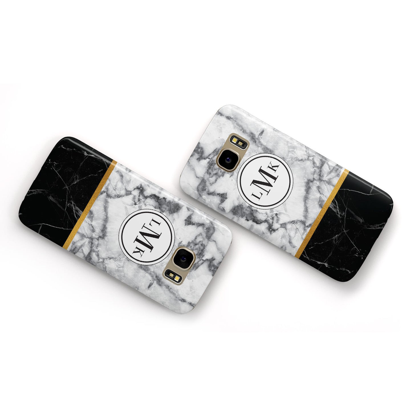 Marble Initials Geometric Personalised Samsung Galaxy Case Flat Overview