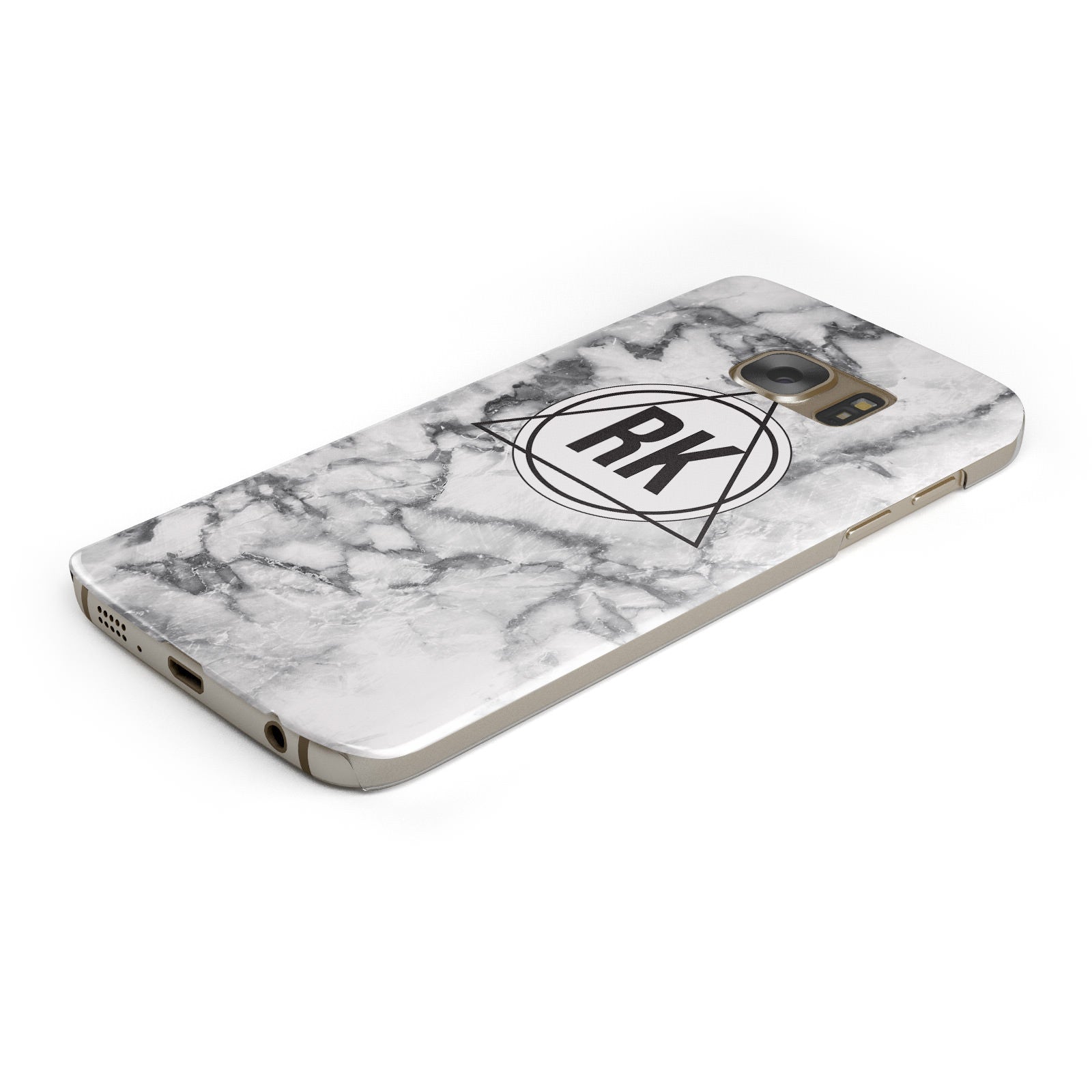 Marble Initials Triangle Personalised Samsung Galaxy Case Bottom Cutout