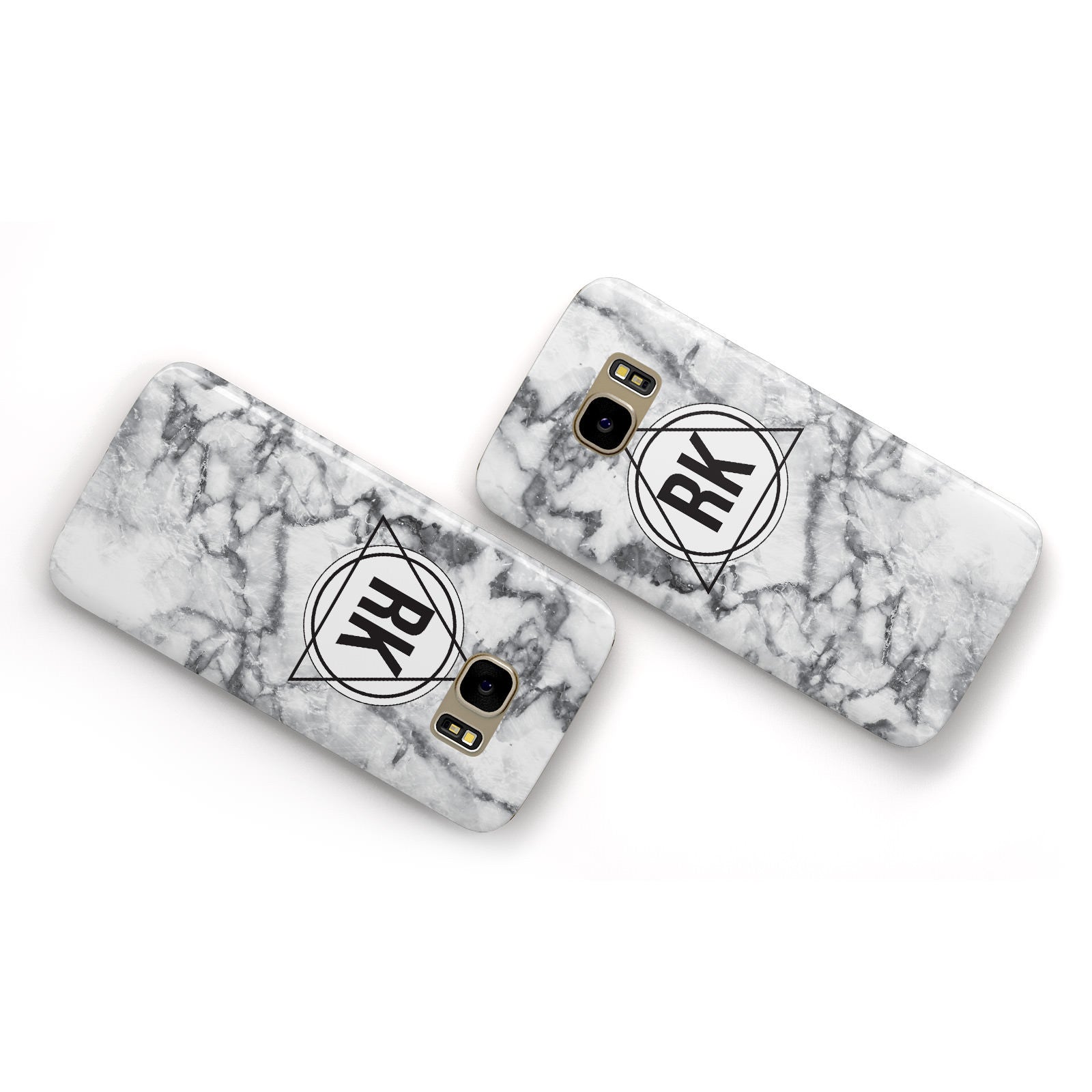 Marble Initials Triangle Personalised Samsung Galaxy Case Flat Overview